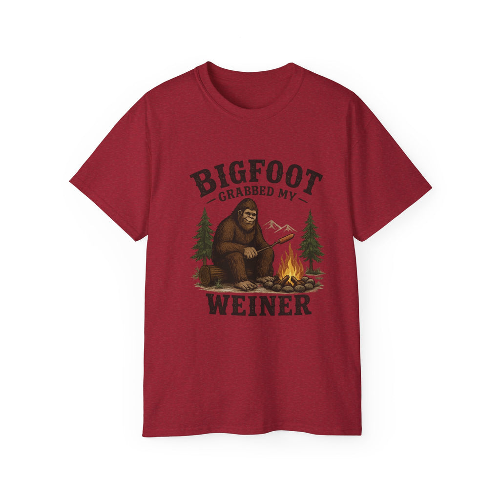 Bigfoot Grabbed My Weiner T-Shirt — Funny Camping Sasquatch Tee