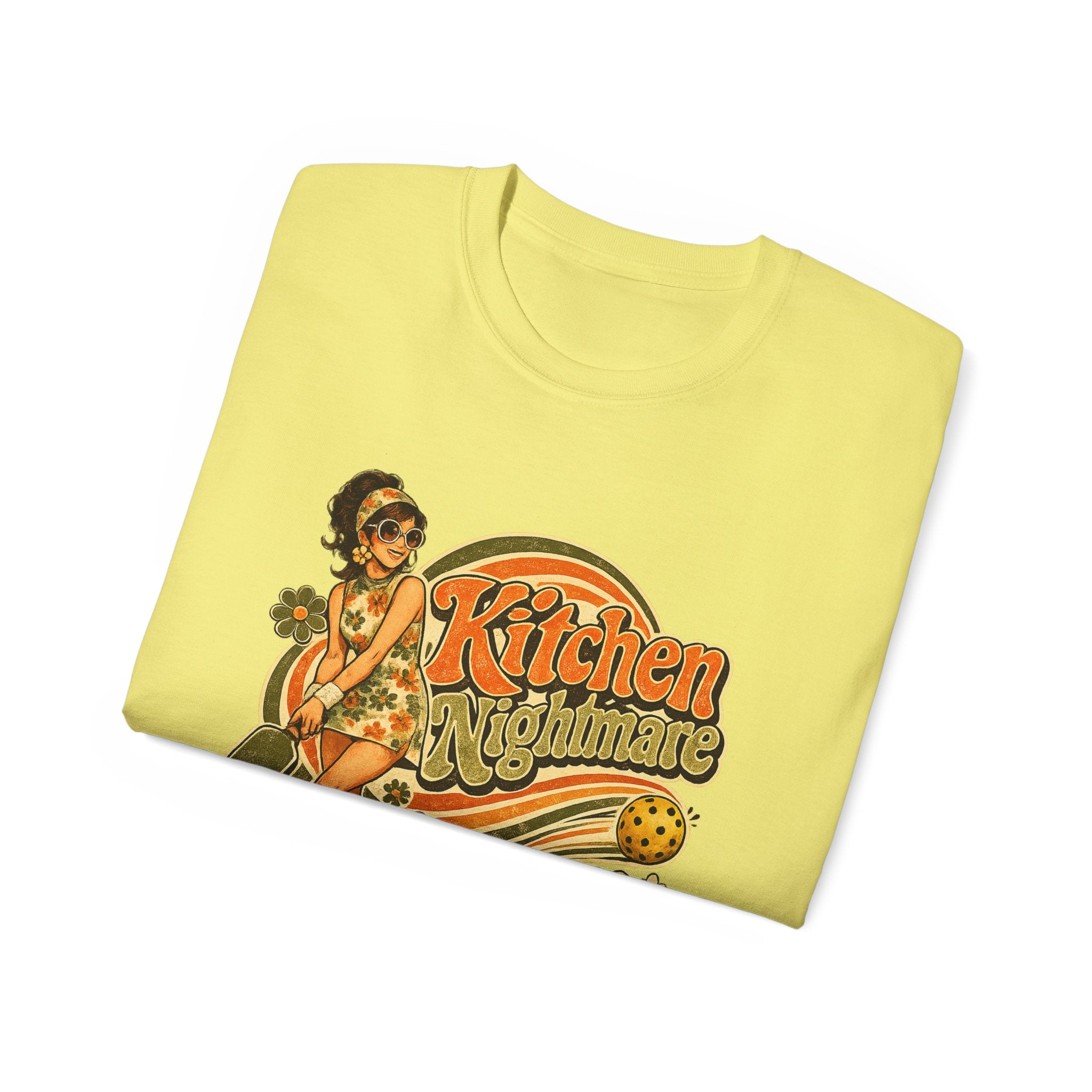 Kitchen Nightmare Retro Tee — Vintage Pinup Pickleball Graphic Shirt