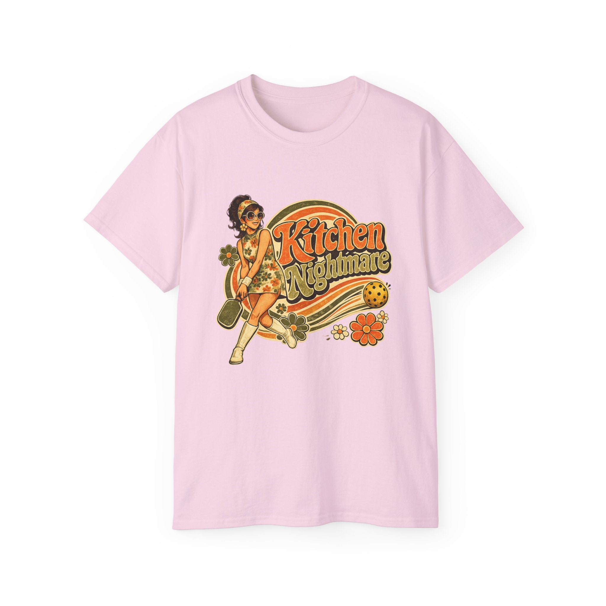 Kitchen Nightmare Retro Tee — Vintage Pinup Pickleball Graphic Shirt
