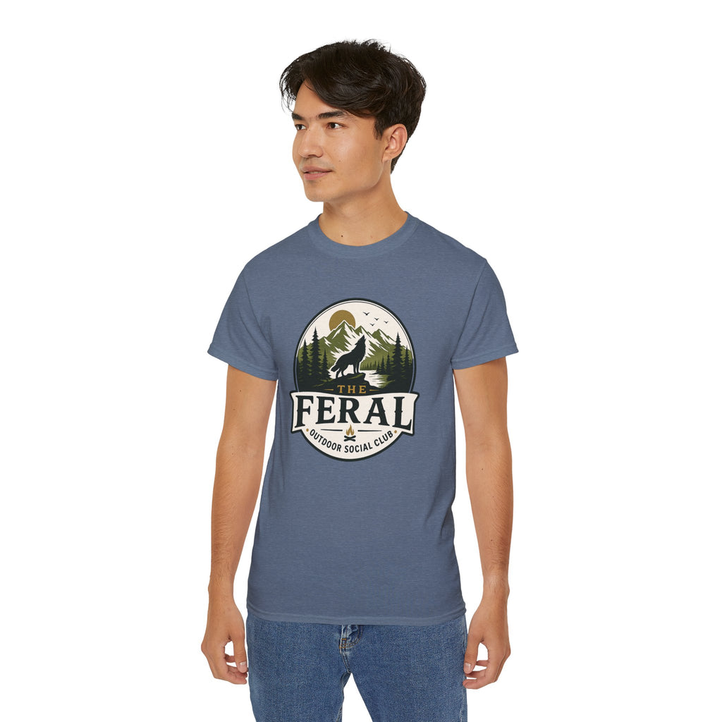 Feral Outdoor Social Club T-Shirt — Wilderness Wolf Logo Tee