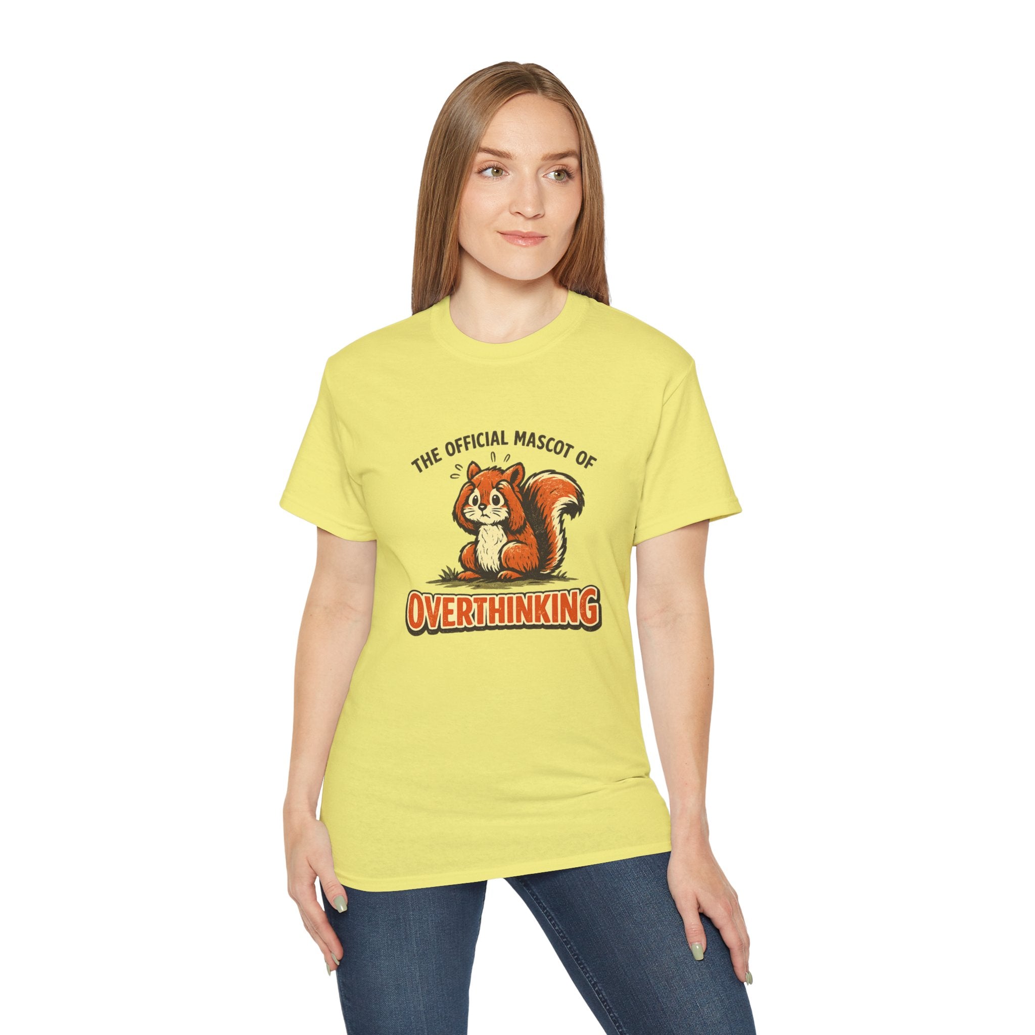 Overthinking Mascot T-Shirt — Cute Retro Squirrel Graphic Tee