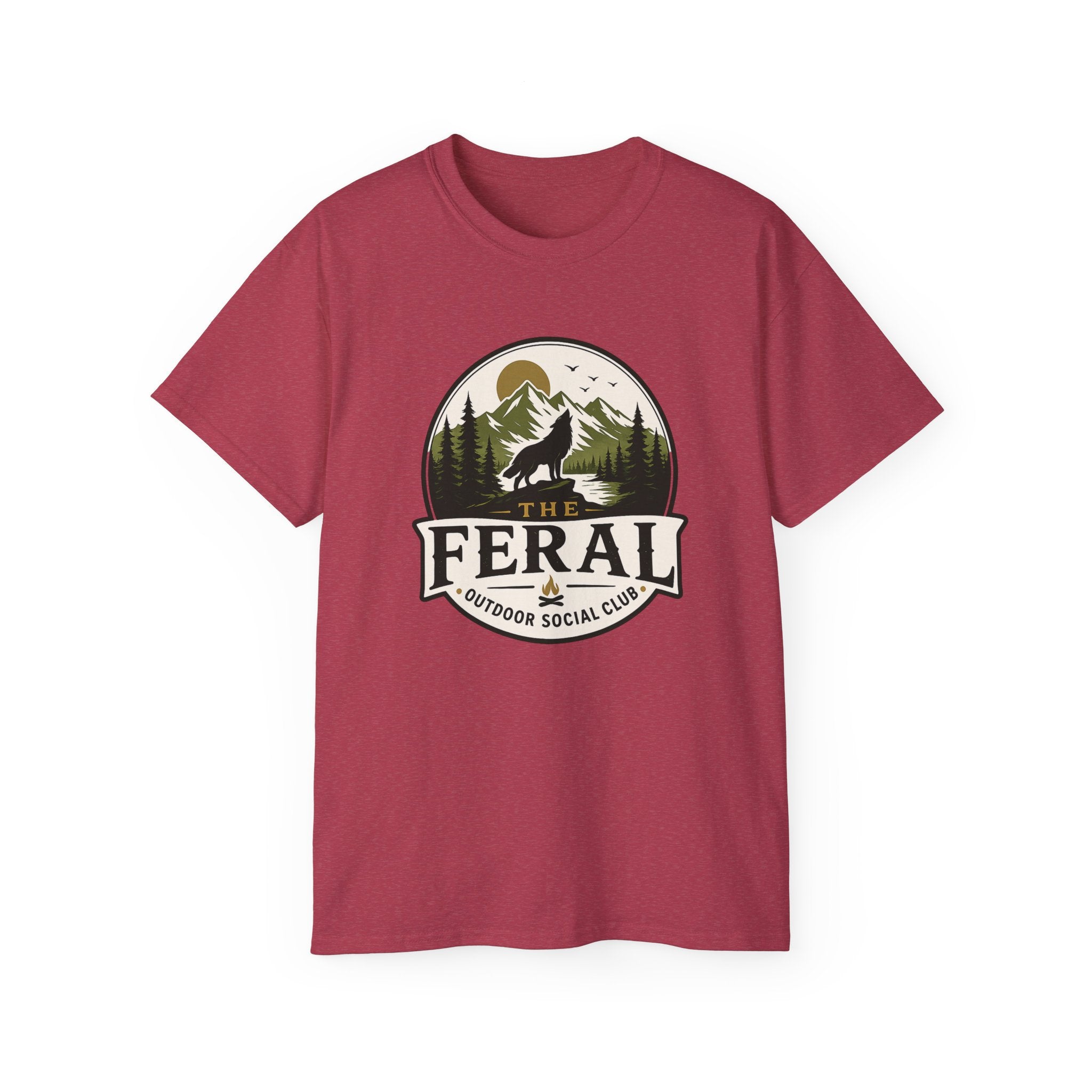 Feral Outdoor Social Club T-Shirt — Wilderness Wolf Logo Tee