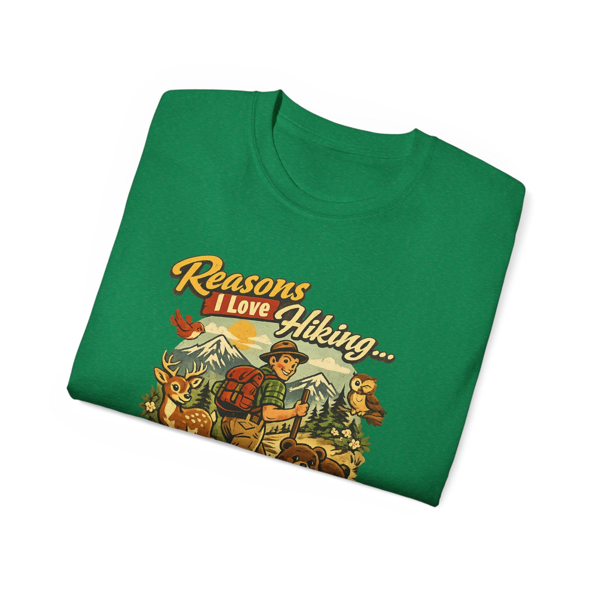 Hiking T-Shirt — Men’s "Reasons I Love Hiking... It Keeps Me From Being Charged For Murder" Vintage Outdoor Tee