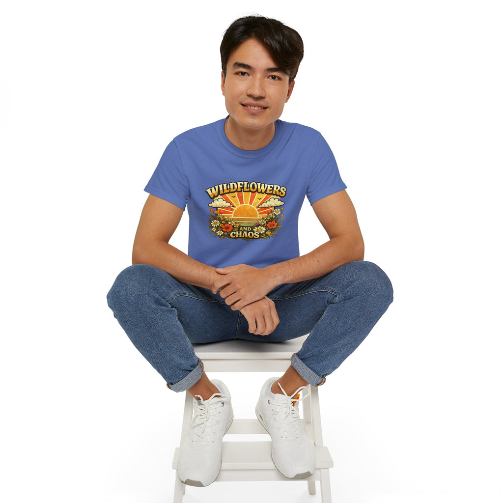 Wildflowers and Chaos Tee — Retro Sunflower Graphic T‑Shirt