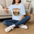 Woman’s Trail Therapy T-Shirt — Female Hiker Sunset Graphic