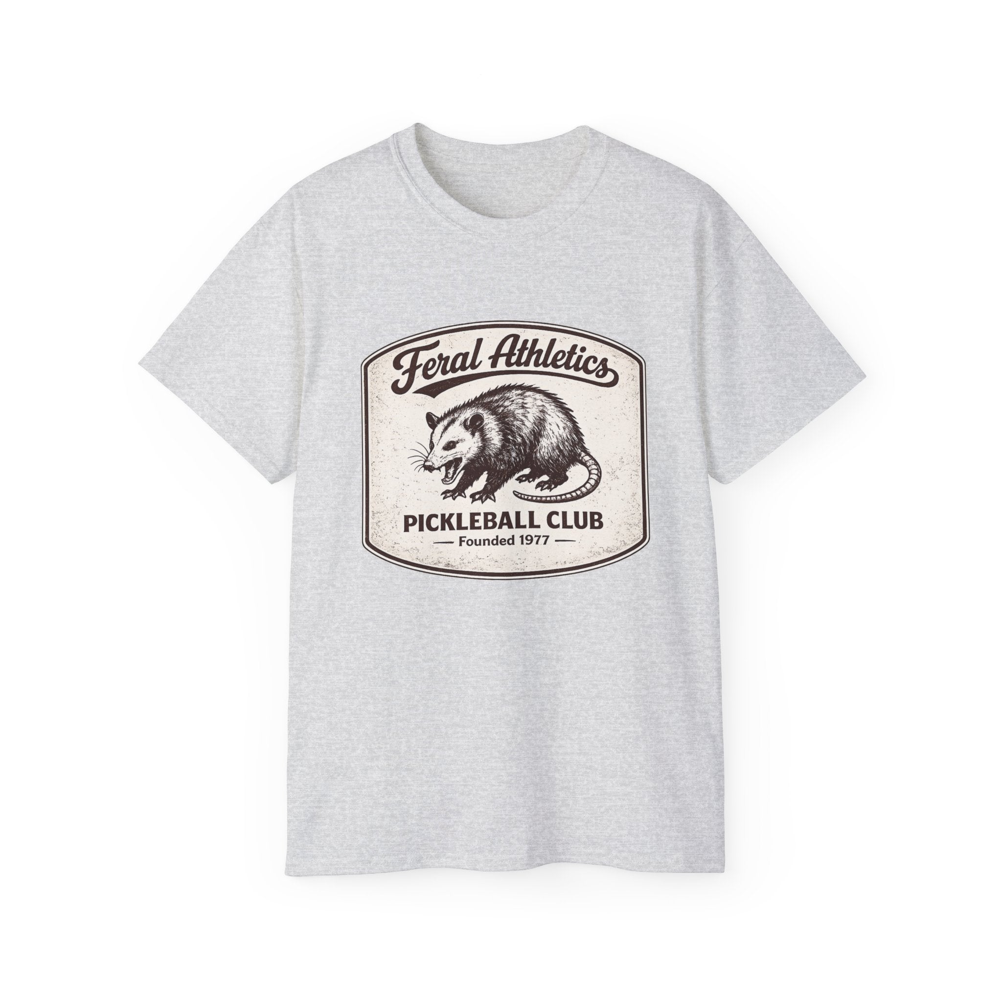 Pickleball Club Tee — "Feral Athletics" Vintage Possum Design