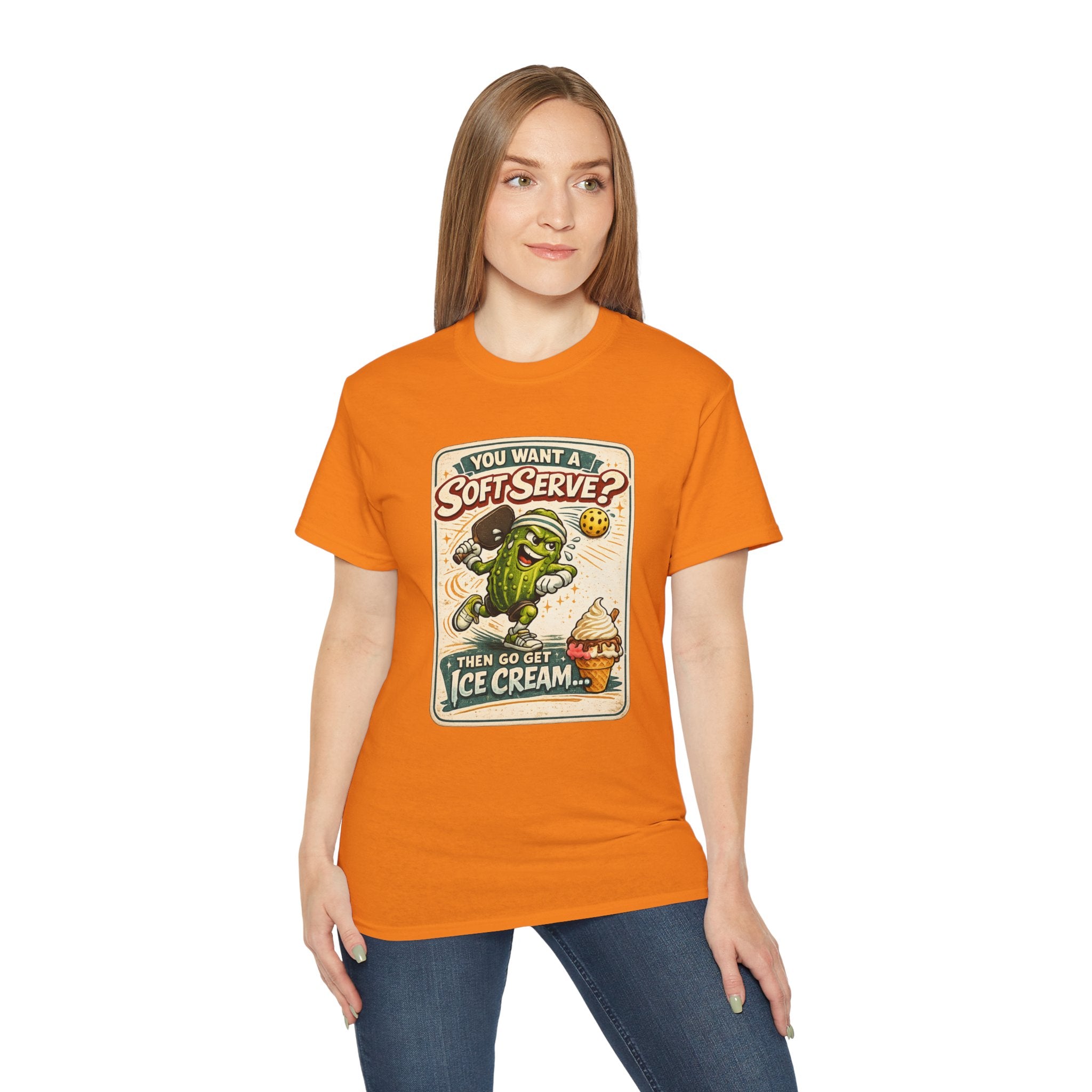 T-Shirt — “You Want a Soft-Serve? Then Go Get Ice Cream” Vintage Pickleball Design