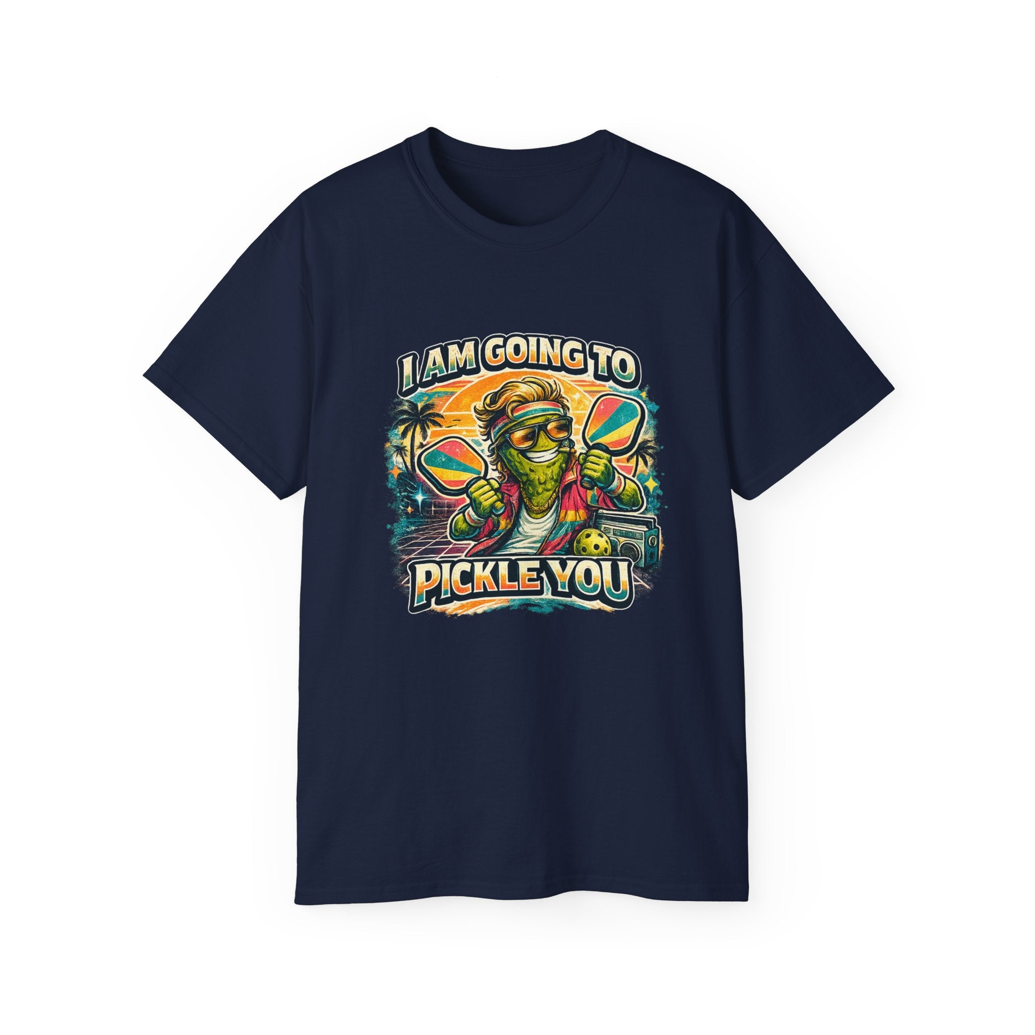 I Am Going To Pickle You Tee — Funny Pickleball Character Graphic T-Shirt