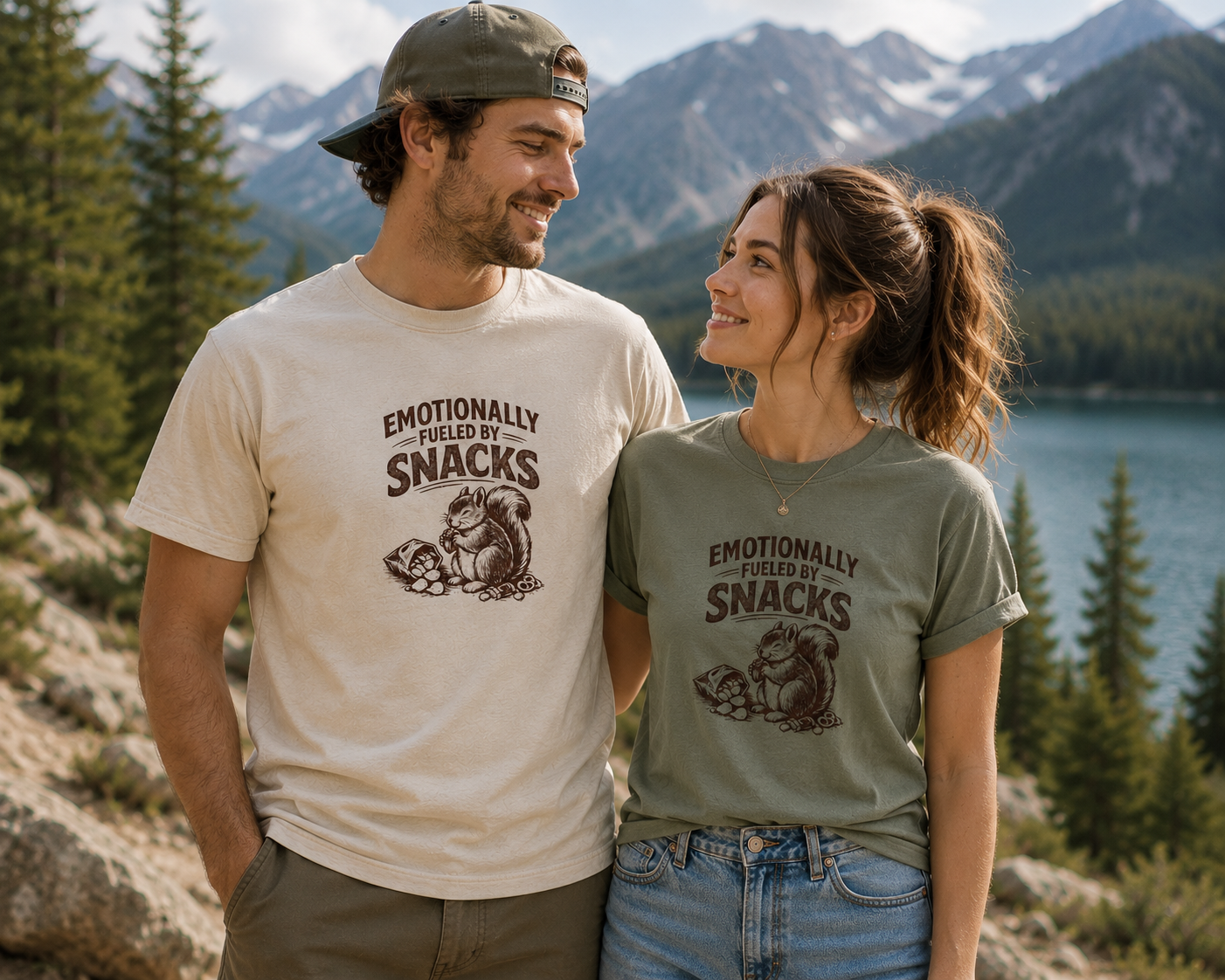 Emotionally Fueled by Snacks T-Shirt — Cute Squirrel Snack Graphic Tee