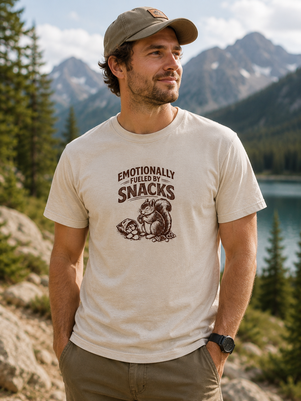 Emotionally Fueled by Snacks T-Shirt — Cute Squirrel Snack Graphic Tee