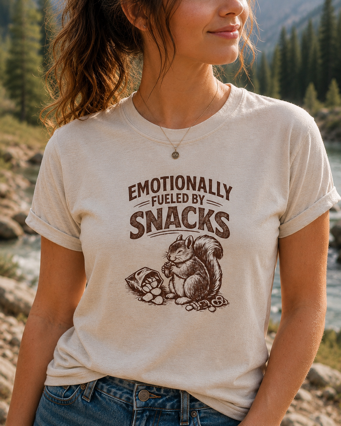 Emotionally Fueled by Snacks T-Shirt — Cute Squirrel Snack Graphic Tee