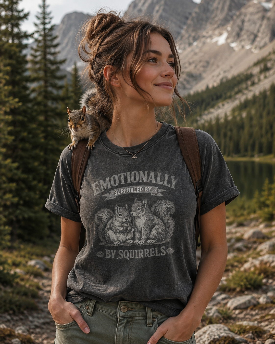 T-Shirt — "Emotionally Supported by Squirrels" Vintage Graphic Tee