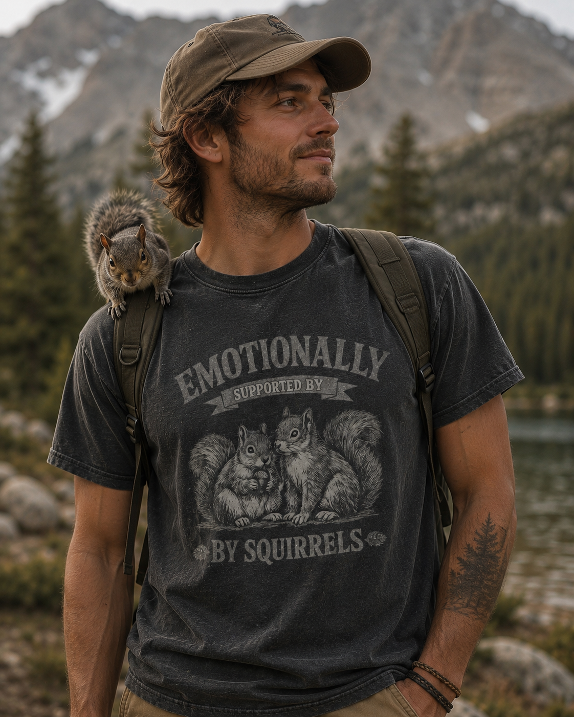 T-Shirt — "Emotionally Supported by Squirrels" Vintage Graphic Tee