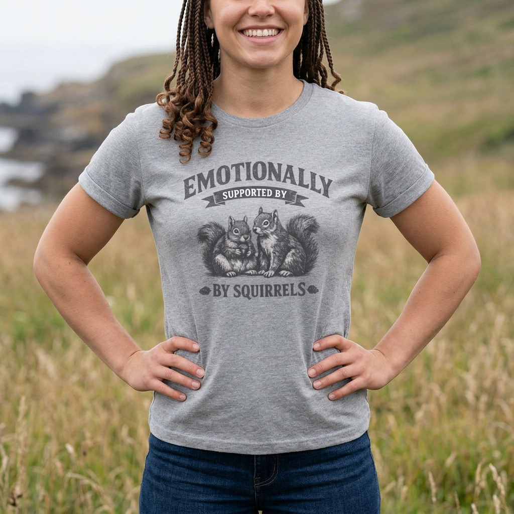 T-Shirt — "Emotionally Supported by Squirrels" Vintage Graphic Tee
