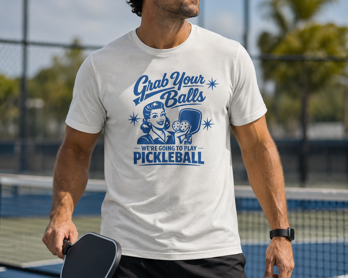 Grab Your Balls Pickleball T‑Shirt — Funny Retro Pickleball Tee