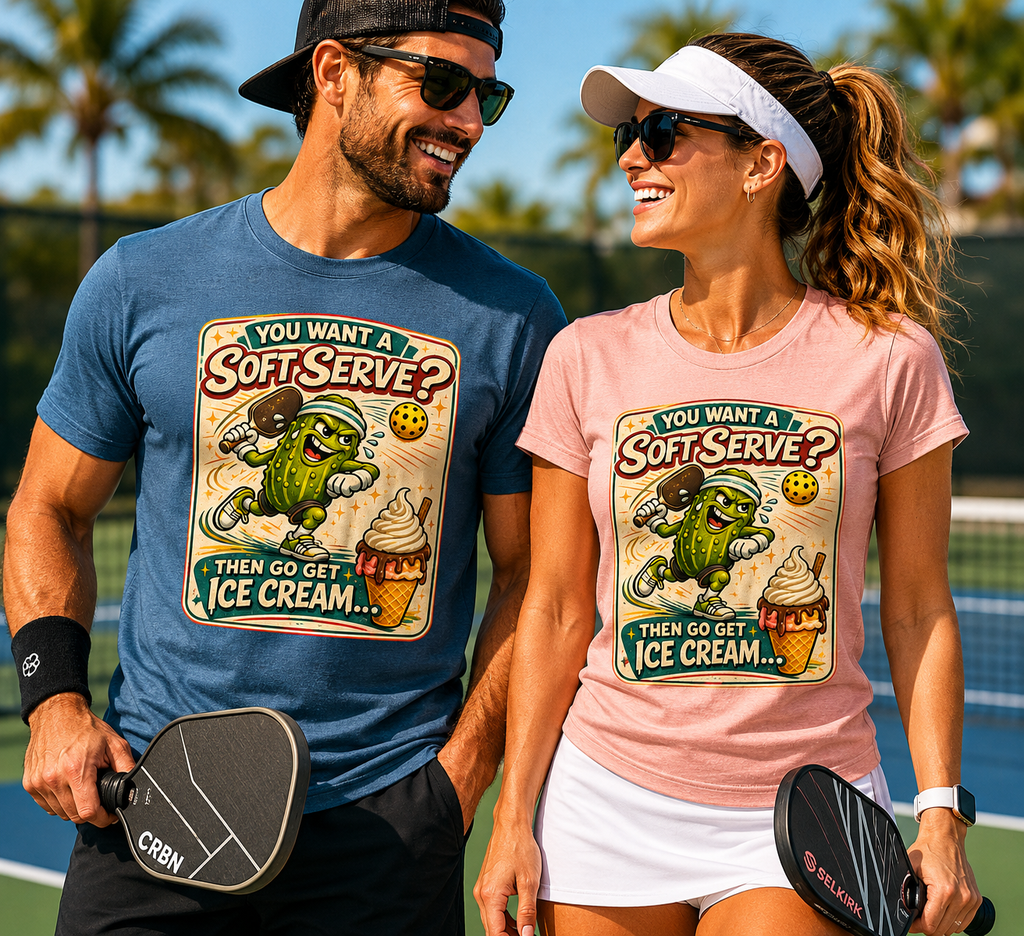 T-Shirt — “You Want a Soft-Serve? Then Go Get Ice Cream” Vintage Pickleball Design