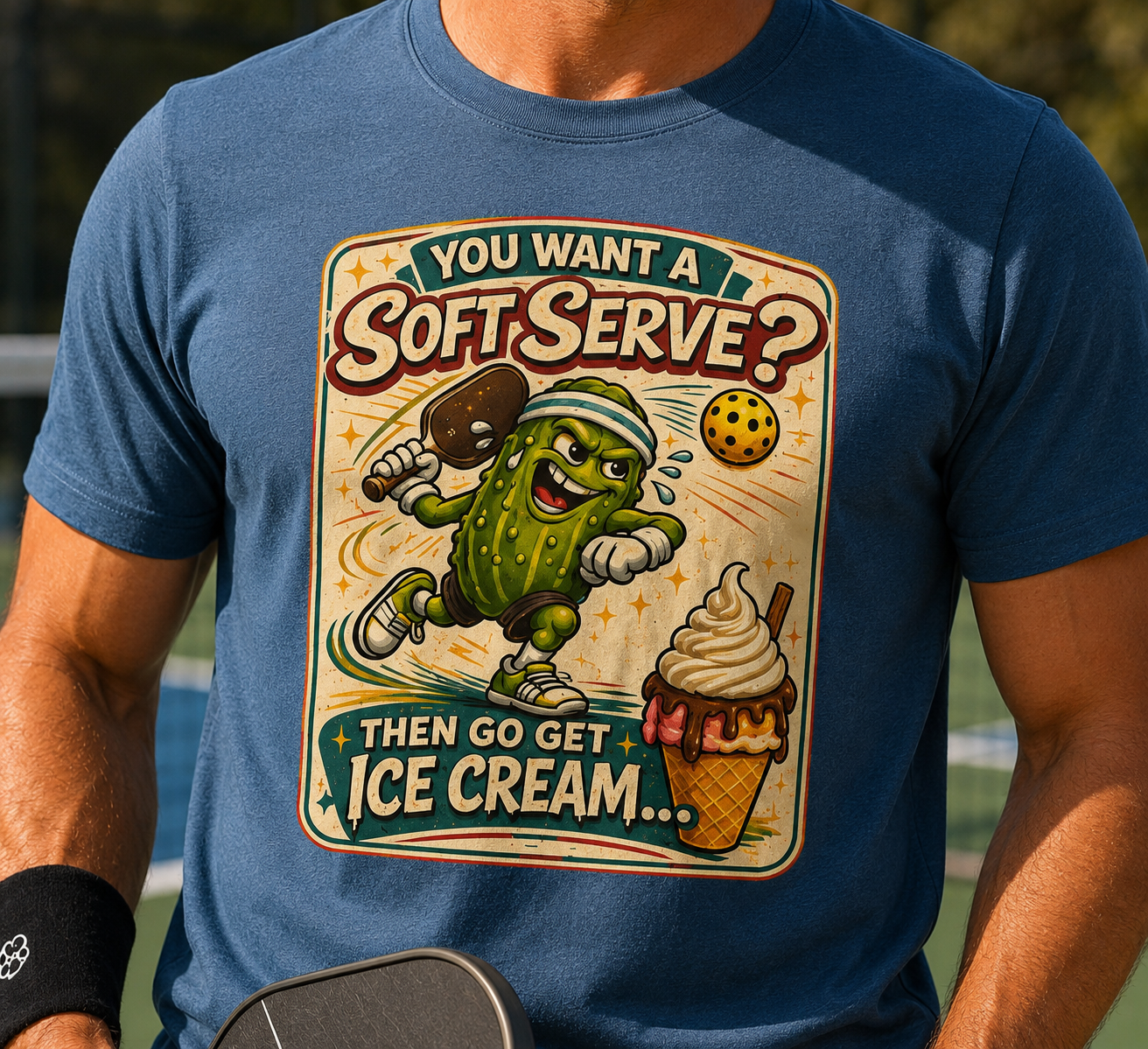 T-Shirt — “You Want a Soft-Serve? Then Go Get Ice Cream” Vintage Pickleball Design