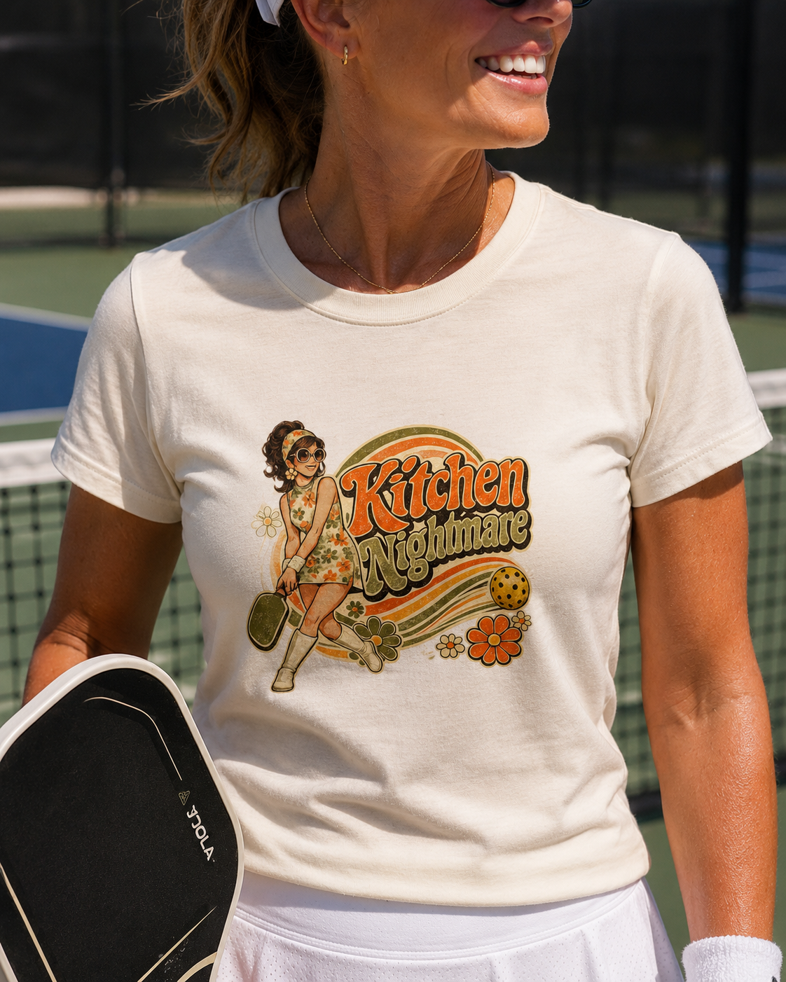 Kitchen Nightmare Retro Tee — Vintage Pinup Pickleball Graphic Shirt