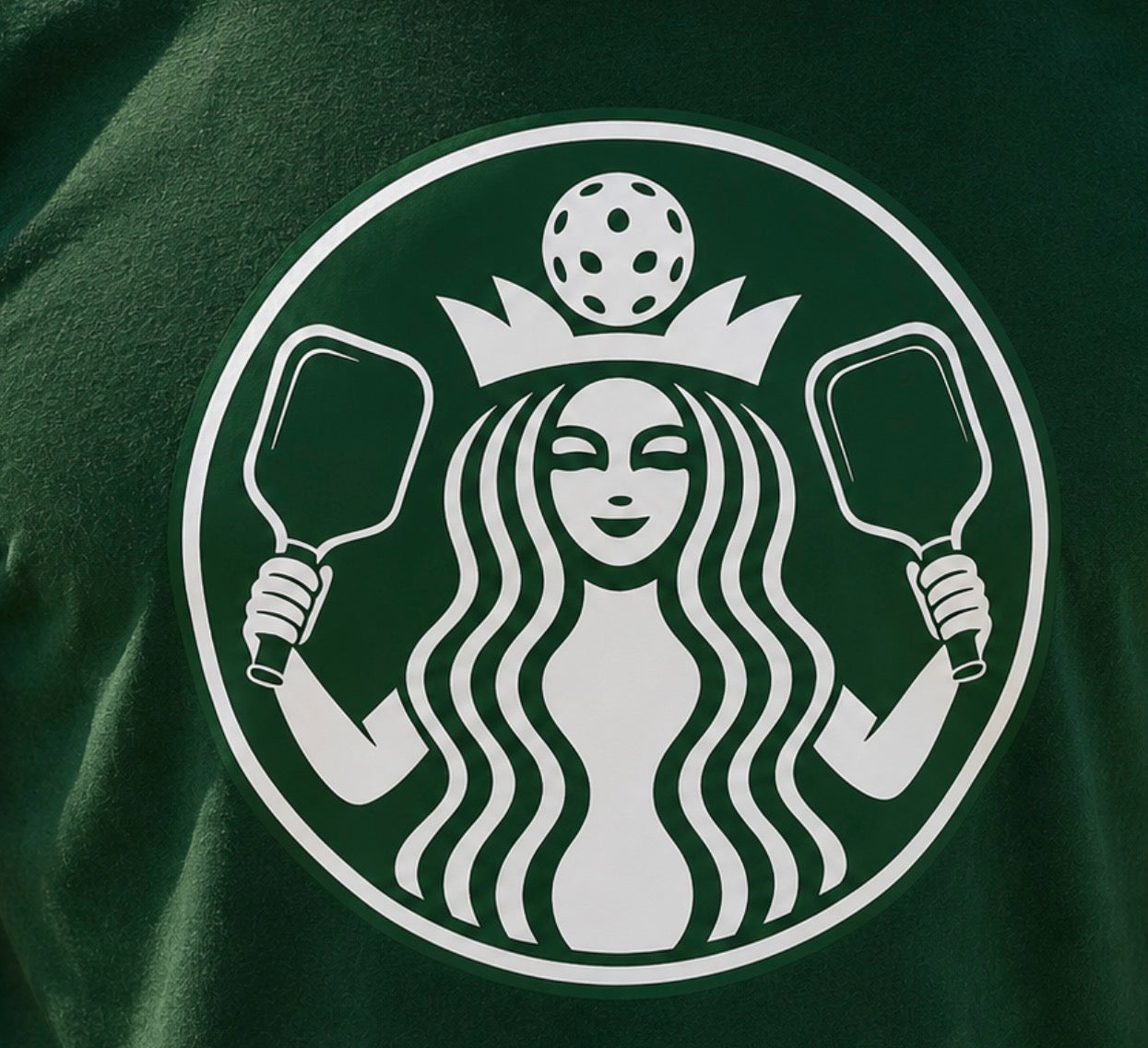 Coffee pickleball Logo Tee — Retro Mermaid Holding paddles Graphic T-Shirt