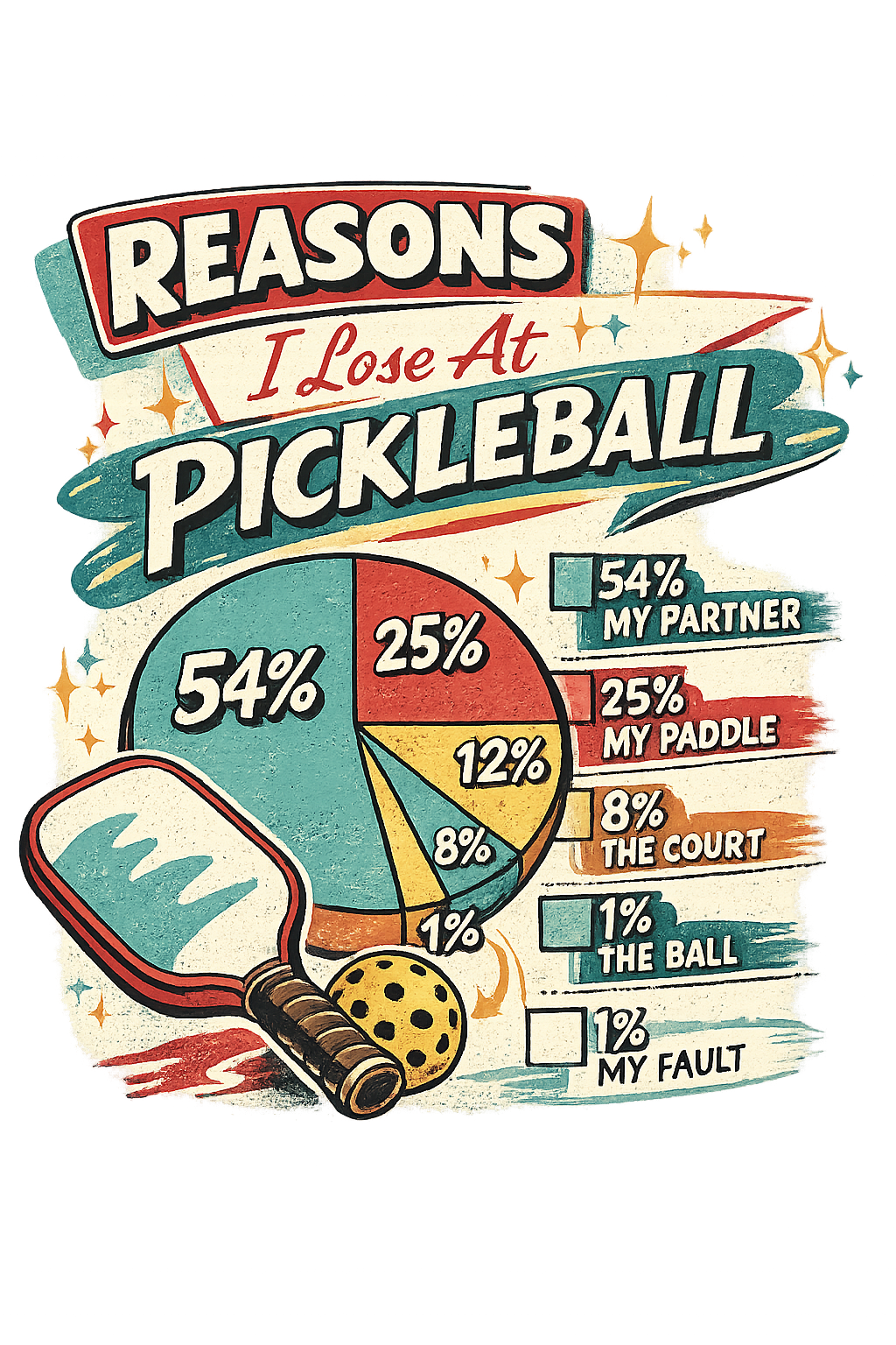 Reasons I Lose at Pickleball T-Shirt — Vintage Paddle & Scoreboard Design