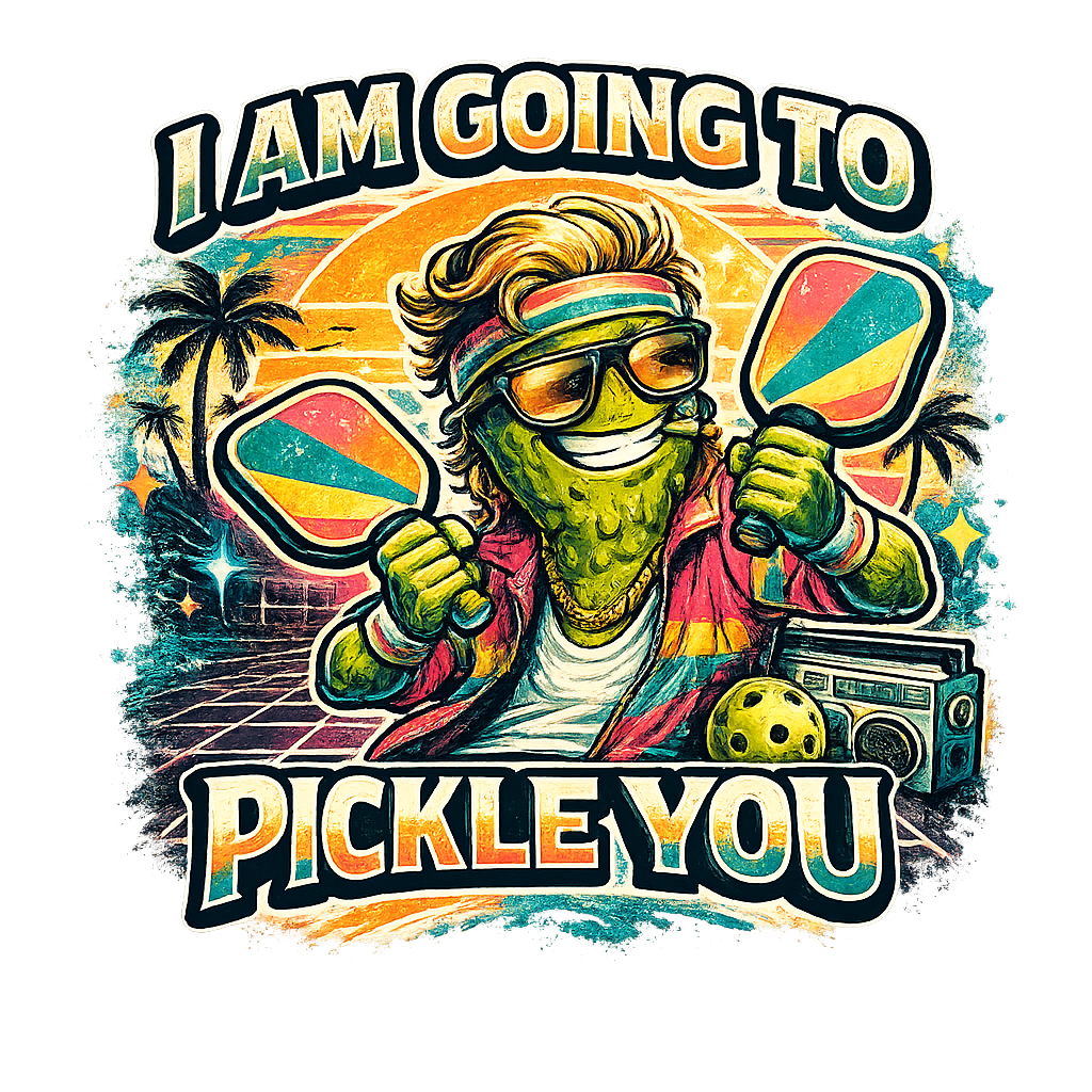 I Am Going To Pickle You Tee — Funny Pickleball Character Graphic T-Shirt
