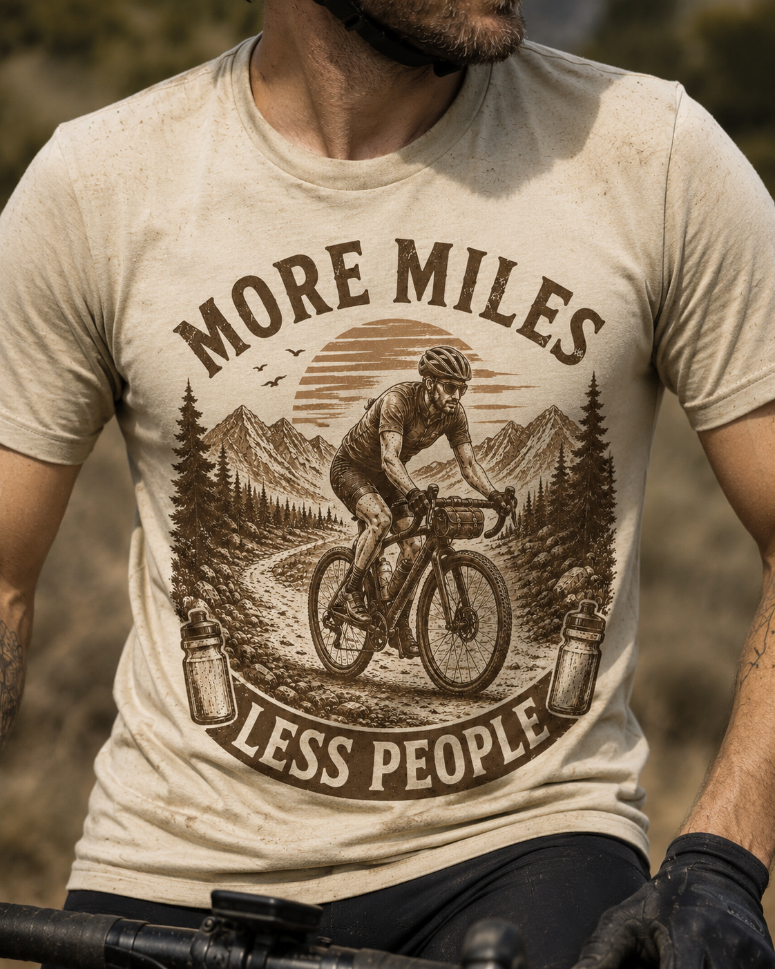 Gravel Cycling T‑Shirt — "More Miles, Less People" Gravel Bike Tee