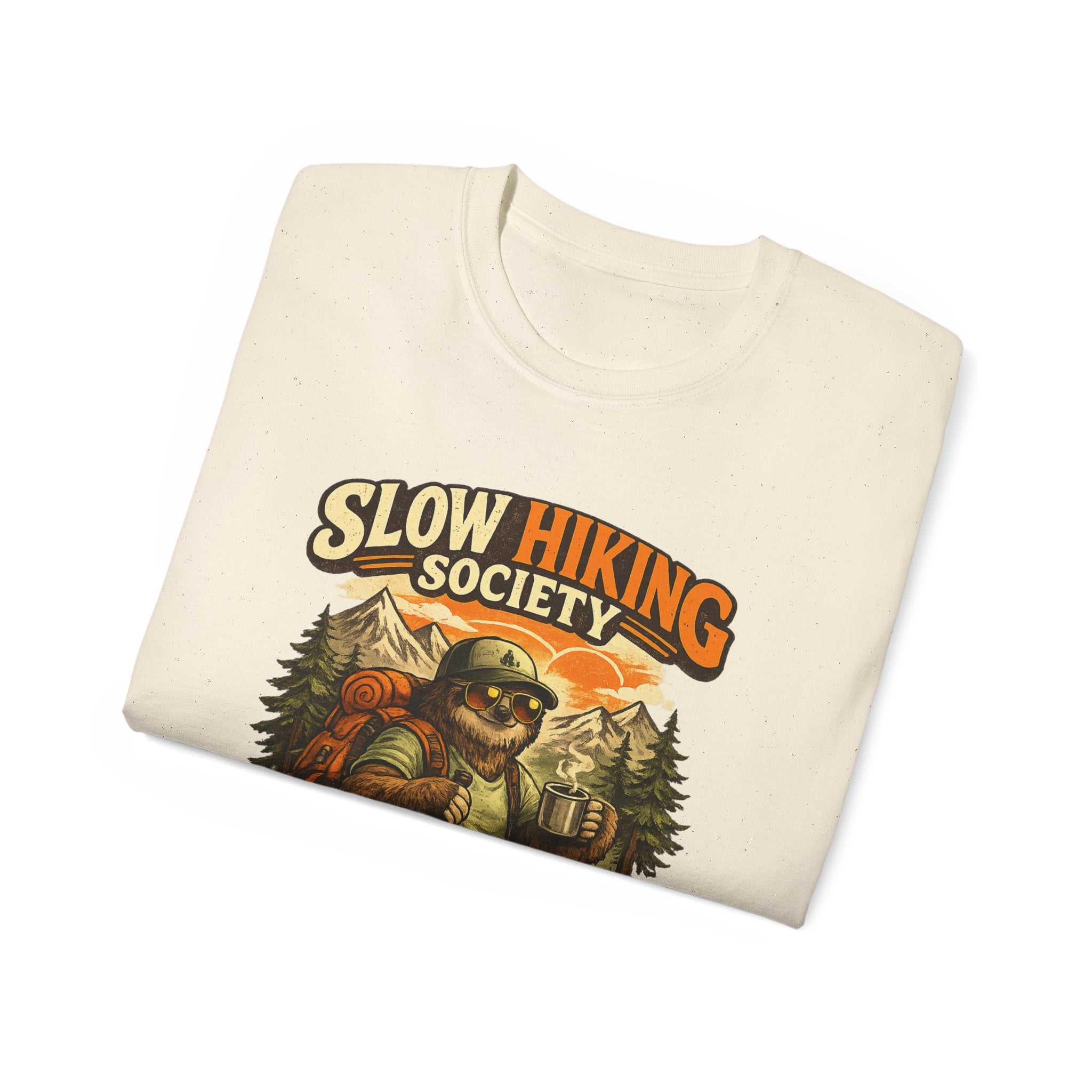 Slow Hiking Society T-Shirt — "Last One to the Top Wins" Vintage Outdoor Tee