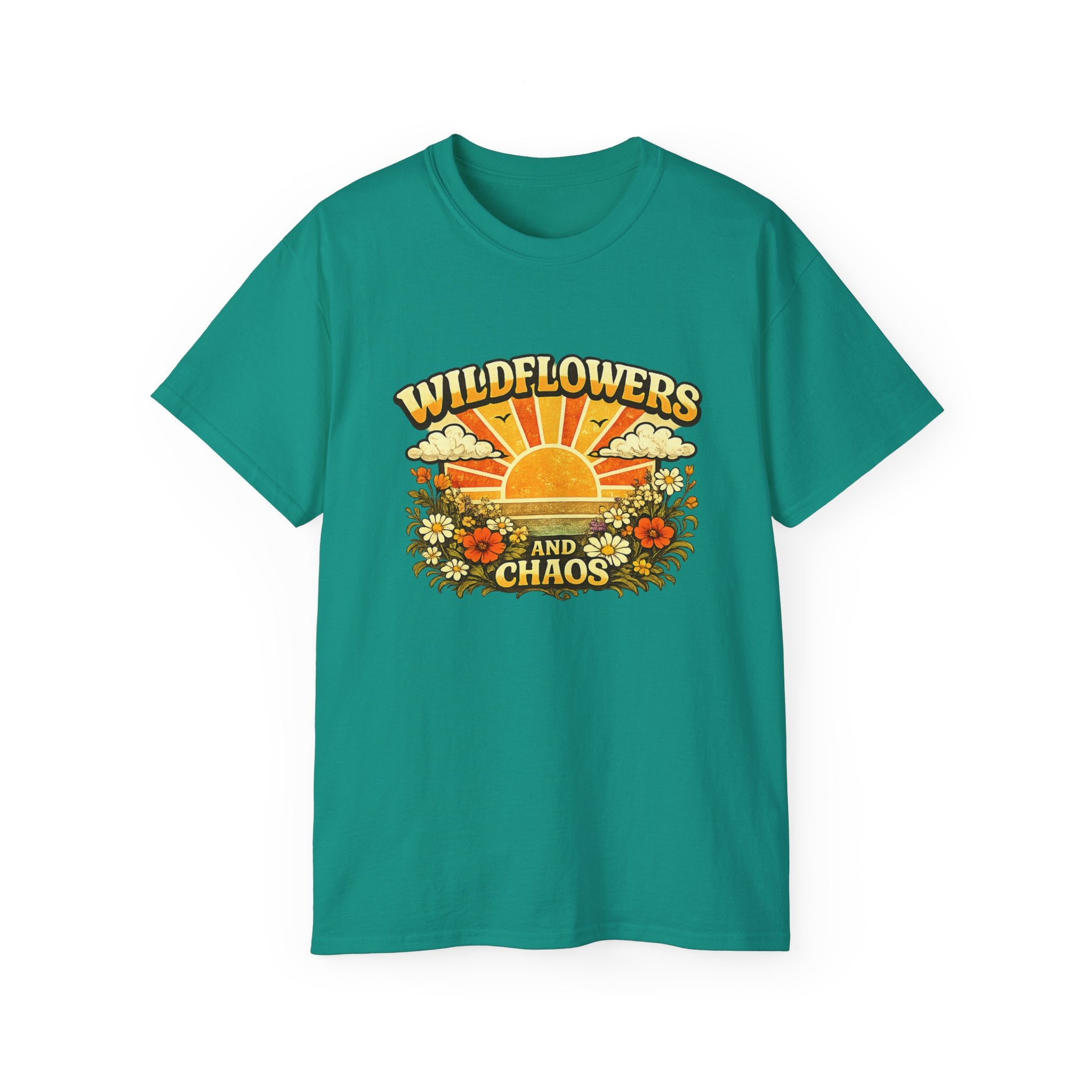 Wildflowers and Chaos Tee — Retro Sunflower Graphic T‑Shirt