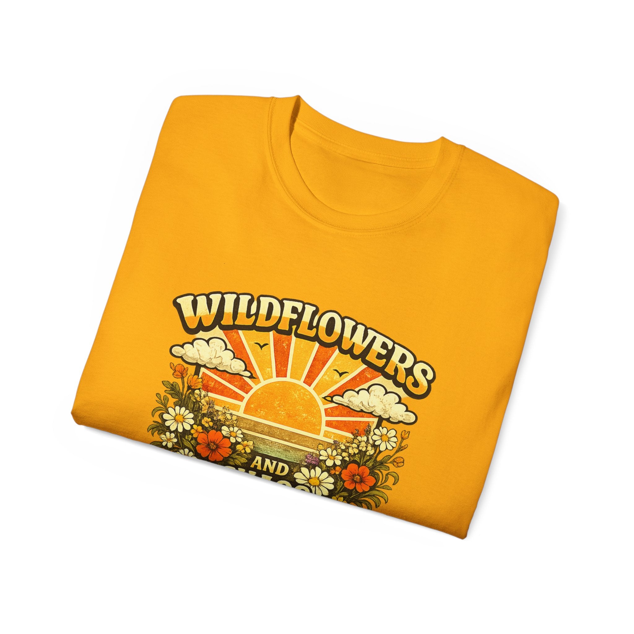 Wildflowers and Chaos Tee — Retro Sunflower Graphic T‑Shirt