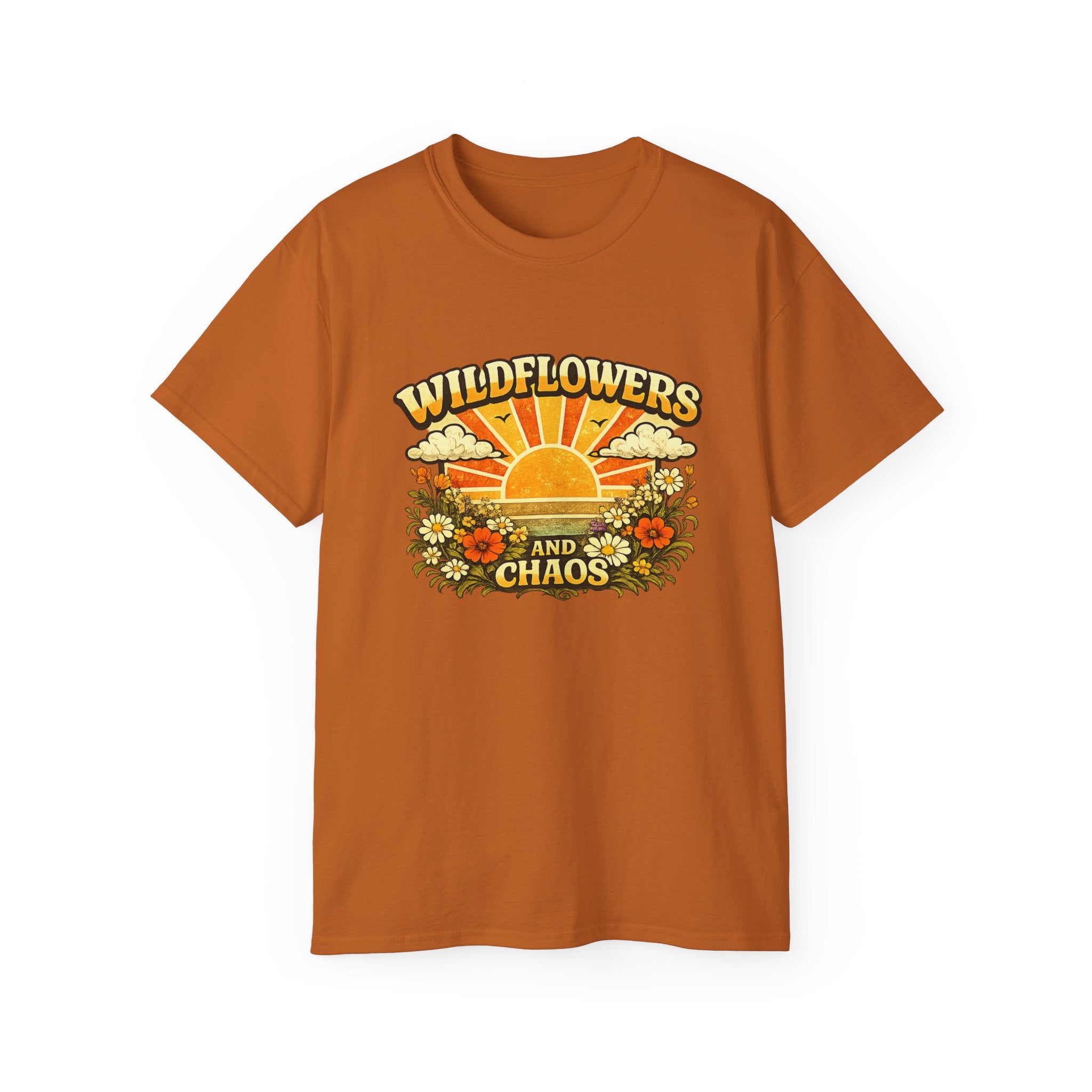 Wildflowers and Chaos Tee — Retro Sunflower Graphic T‑Shirt