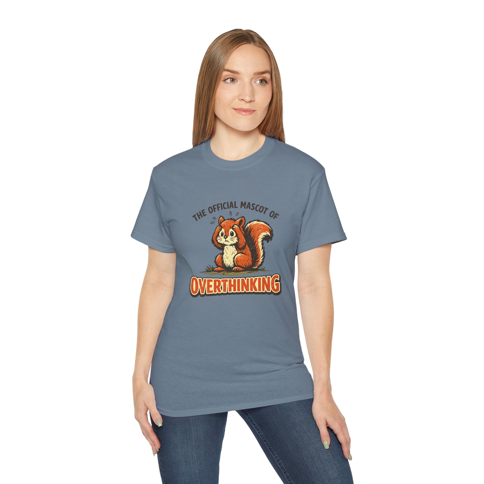 Overthinking Mascot T-Shirt — Cute Retro Squirrel Graphic Tee