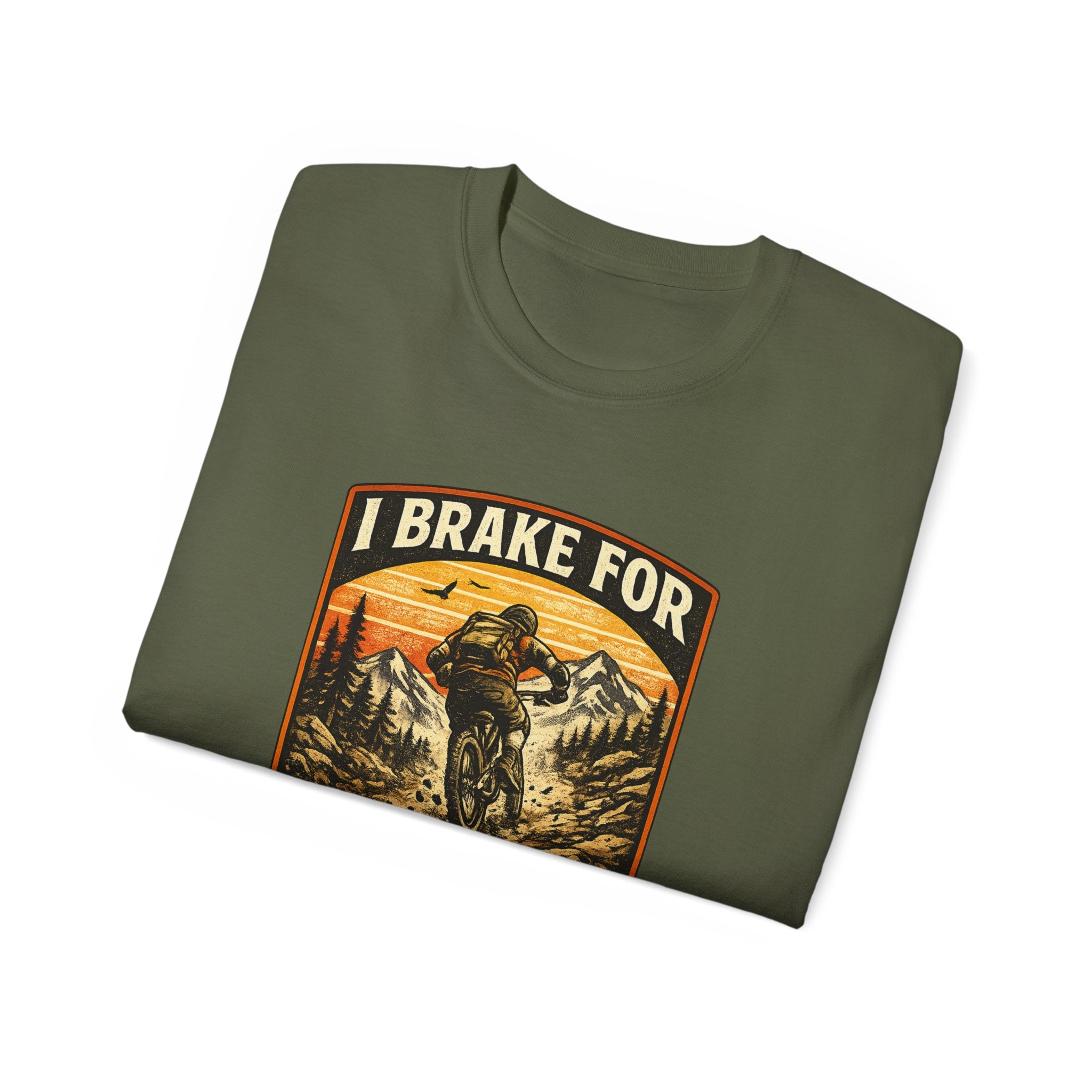 Mountain biking Tee Shirt — "I Brake for Absolutely Nothing" Vintage Rider Tee
