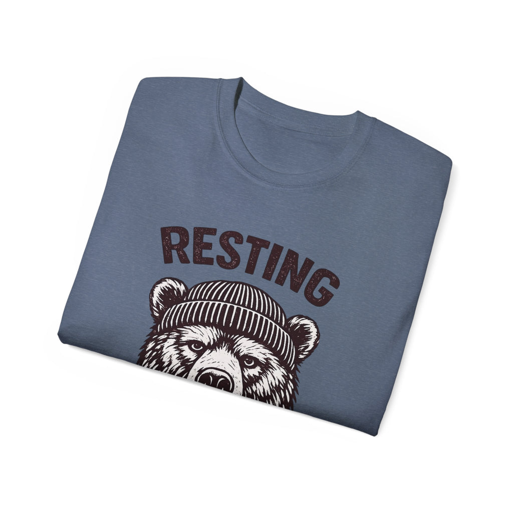 "Resting Bear Face" Graphic Tee, Funny Bear Illustration