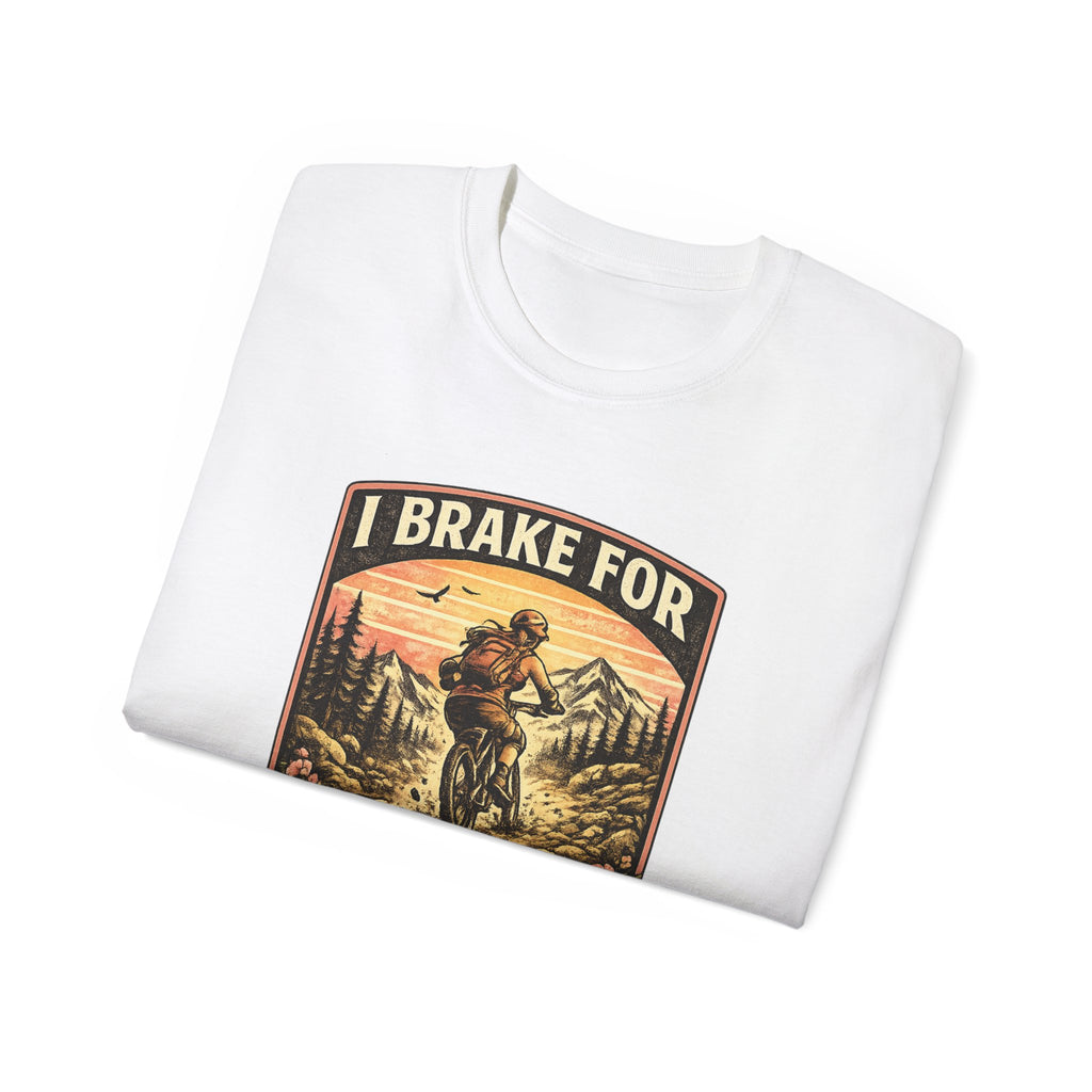 I Brake For Absolutely Nothing womans mountain biking Tee shirt  Vintage Outdoors MTB Tee