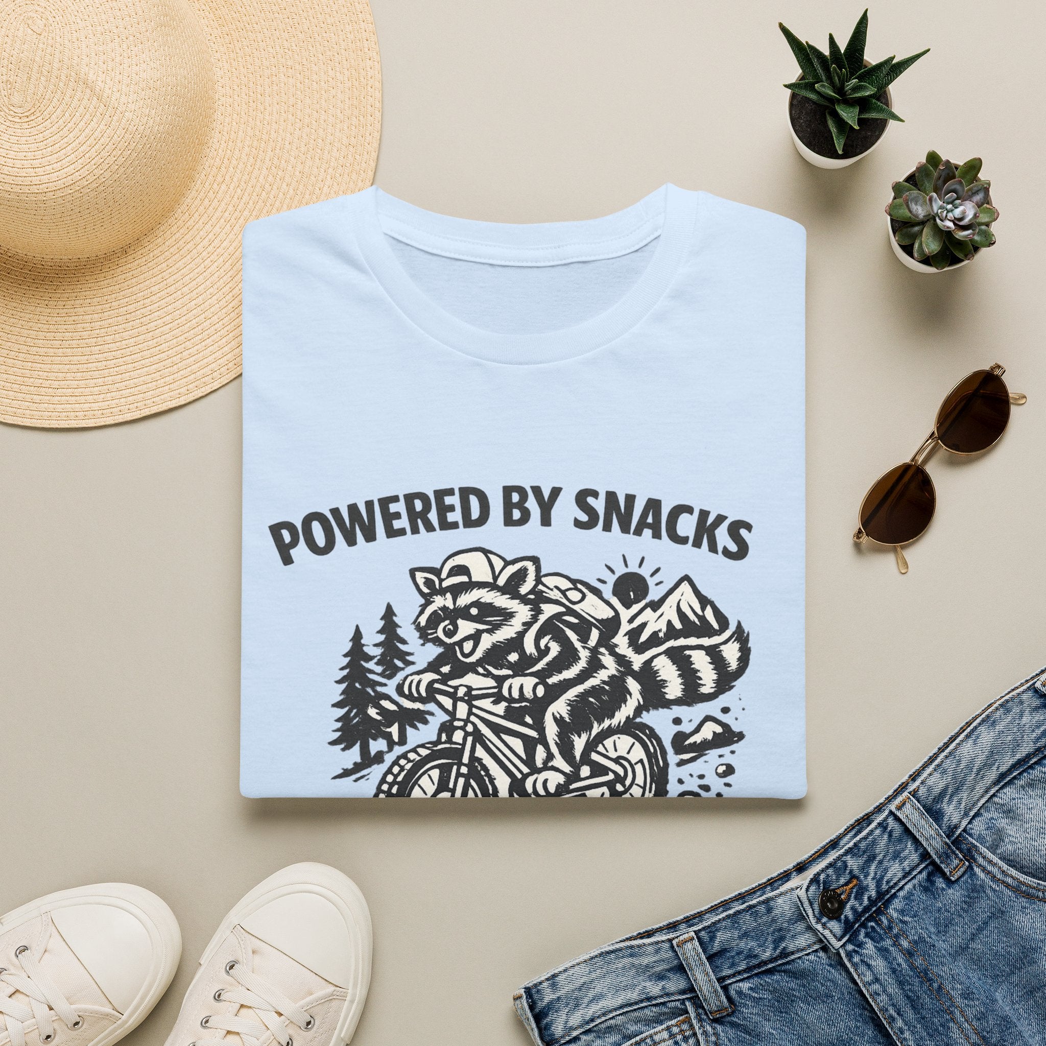Mountain biking Tee Shirt  Powered by Snacks and Bad Decisions Graphic Tee