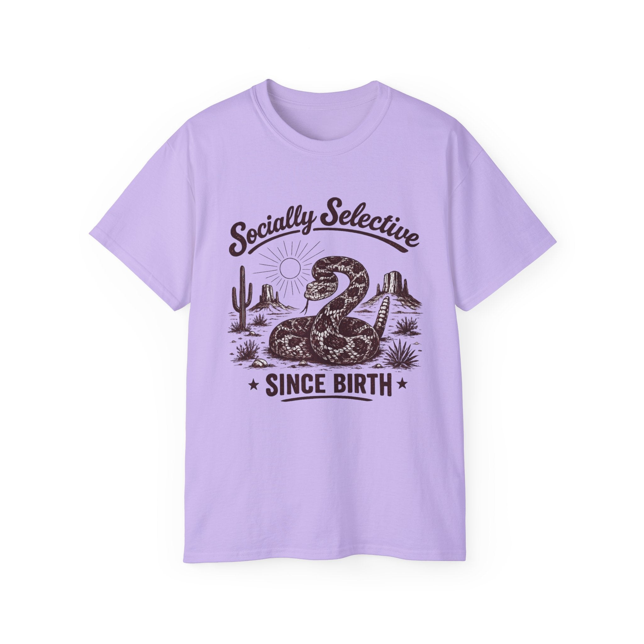 T-Shirt — "Socially Selective Since Birth" Vintage Desert Snake Graphic Tee
