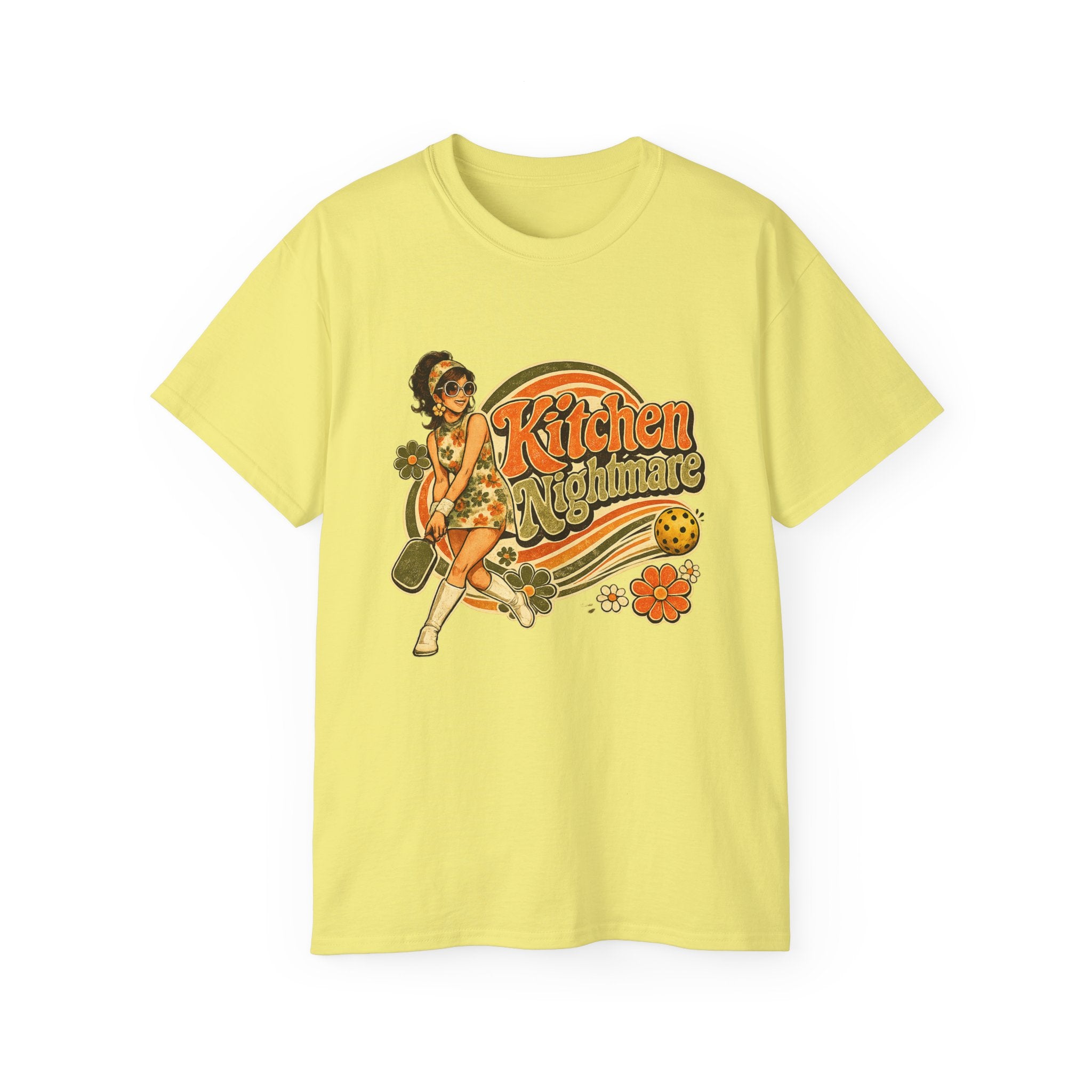 Kitchen Nightmare Retro Tee — Vintage Pinup Pickleball Graphic Shirt