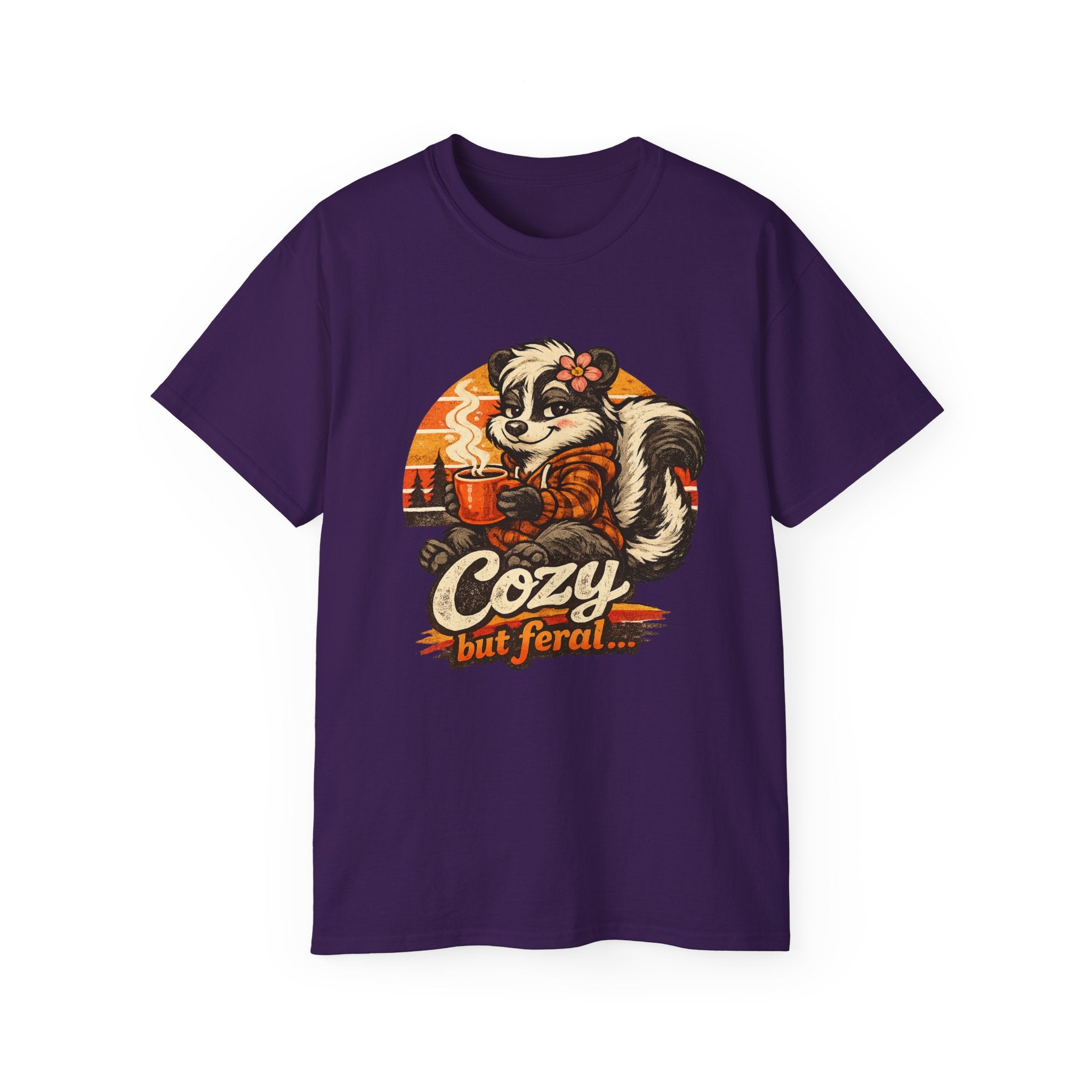 Cozy But Feral Skunk T-Shirt – Cute Retro Autumn Graphic Tee