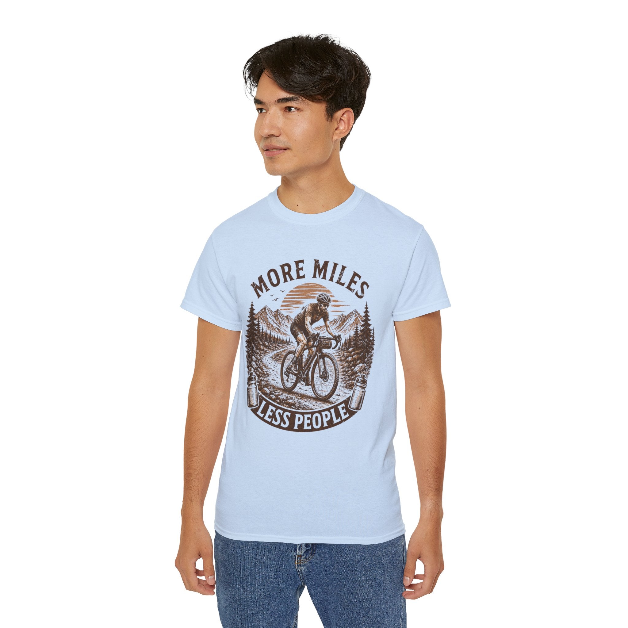 Gravel Cycling T‑Shirt — "More Miles, Less People" Gravel Bike Tee