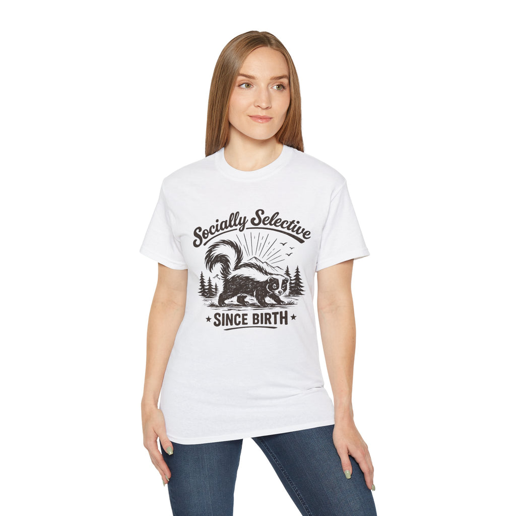 Socially Selective Since Birth T-Shirt — Skunk Graphic Tee