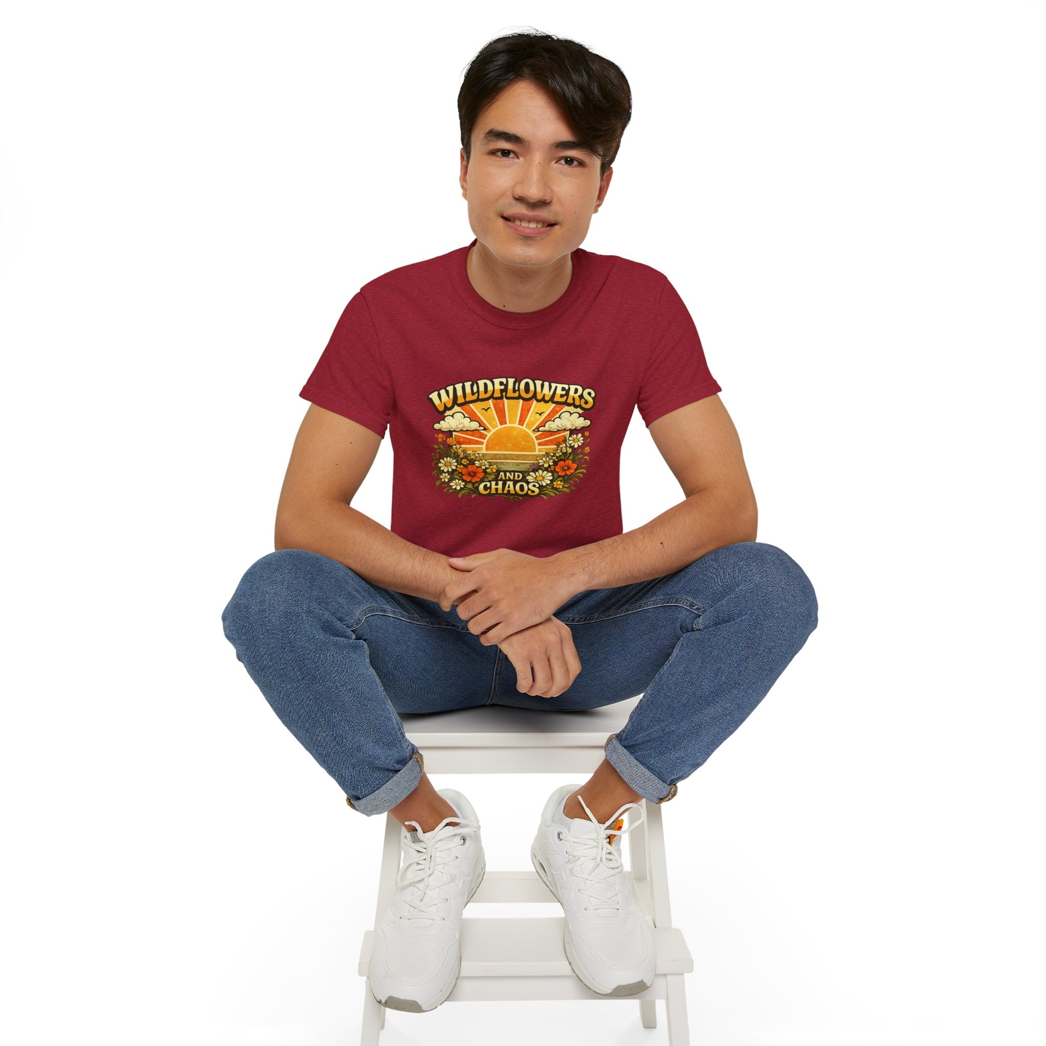 Wildflowers and Chaos Tee — Retro Sunflower Graphic T‑Shirt