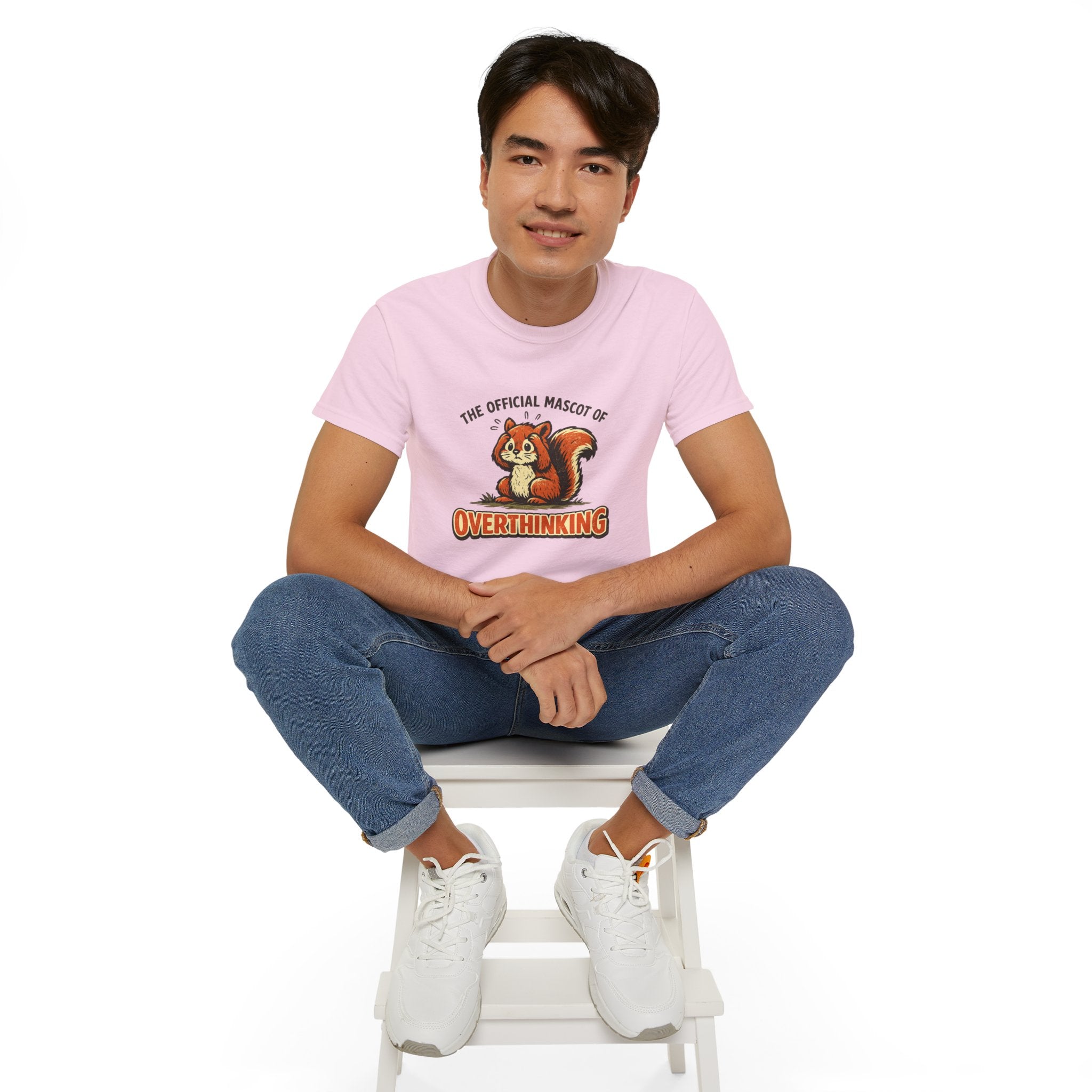 Overthinking Mascot T-Shirt — Cute Retro Squirrel Graphic Tee