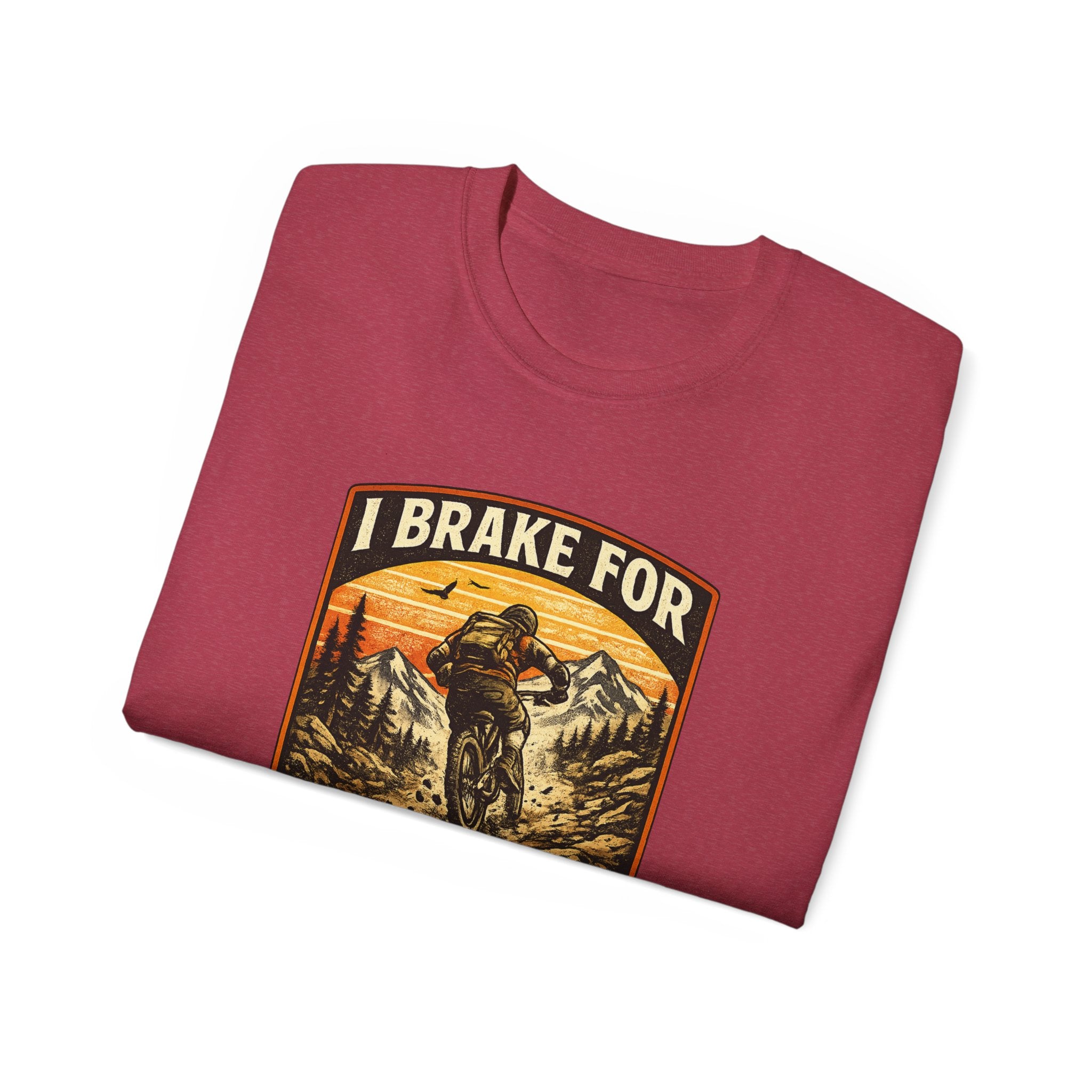 Mountain biking Tee Shirt — "I Brake for Absolutely Nothing" Vintage Rider Tee