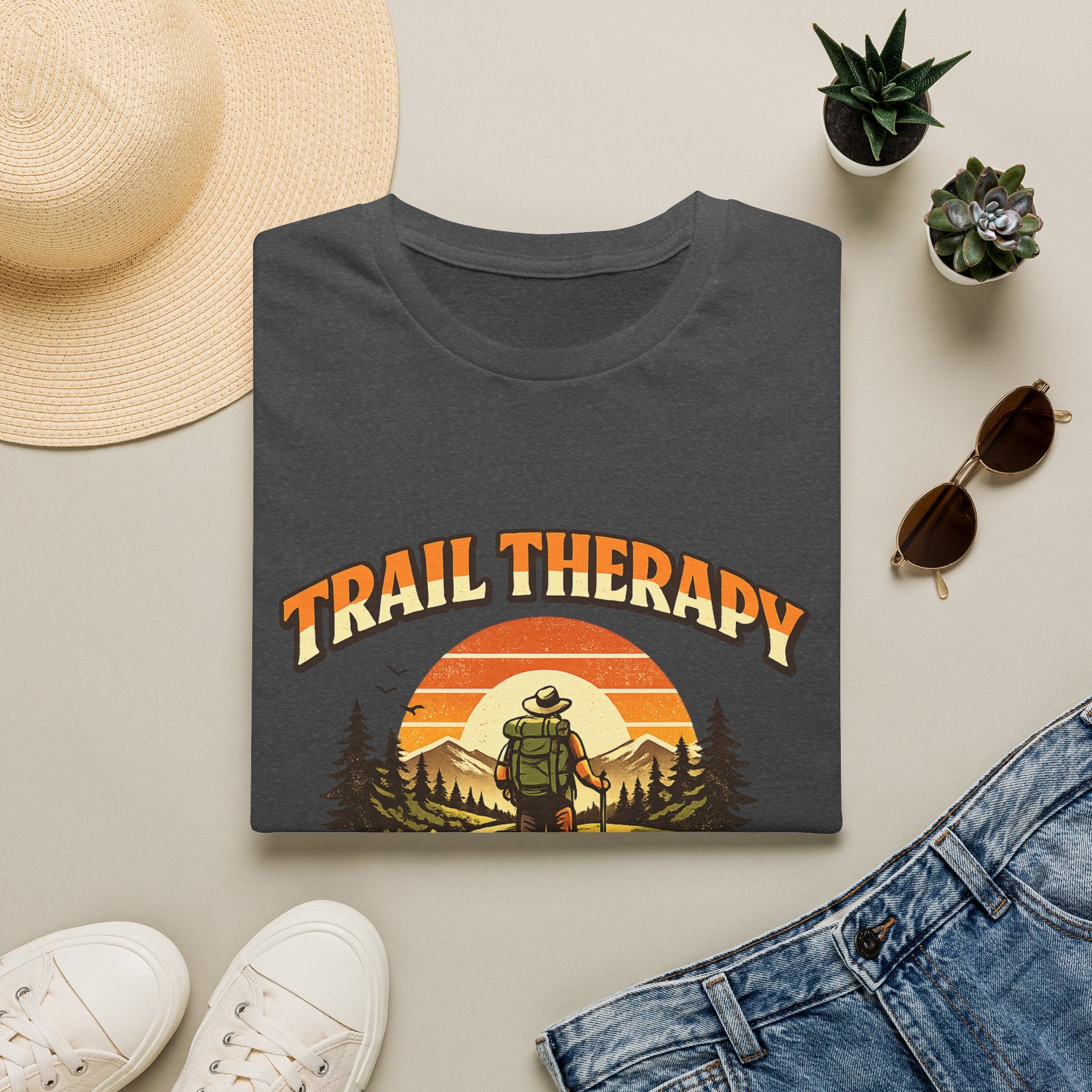 Men’s Trail Therapy T-Shirt — 'Trail Therapy Is Still Therapy' Male Hiking Graphic Tee
