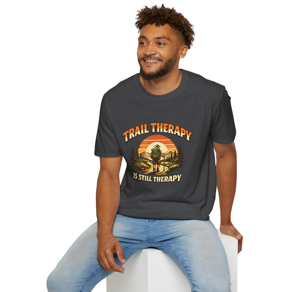 Men’s Trail Therapy T-Shirt — 'Trail Therapy Is Still Therapy' Male Hiking Graphic Tee