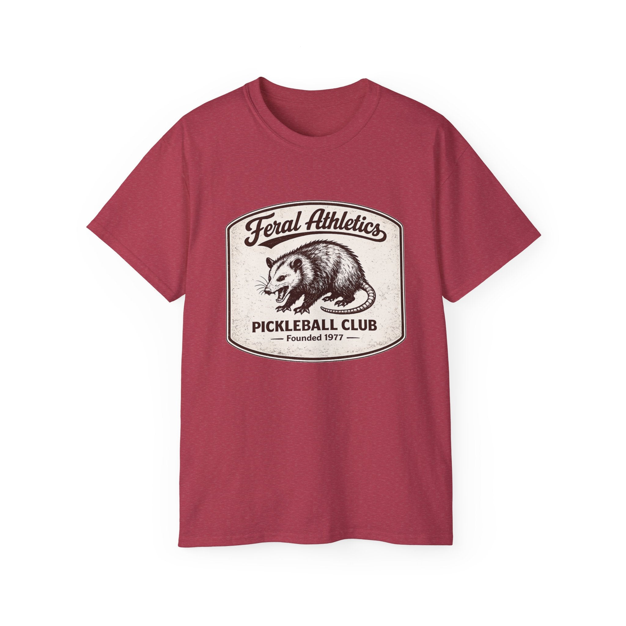 Pickleball Club Tee — "Feral Athletics" Vintage Possum Design