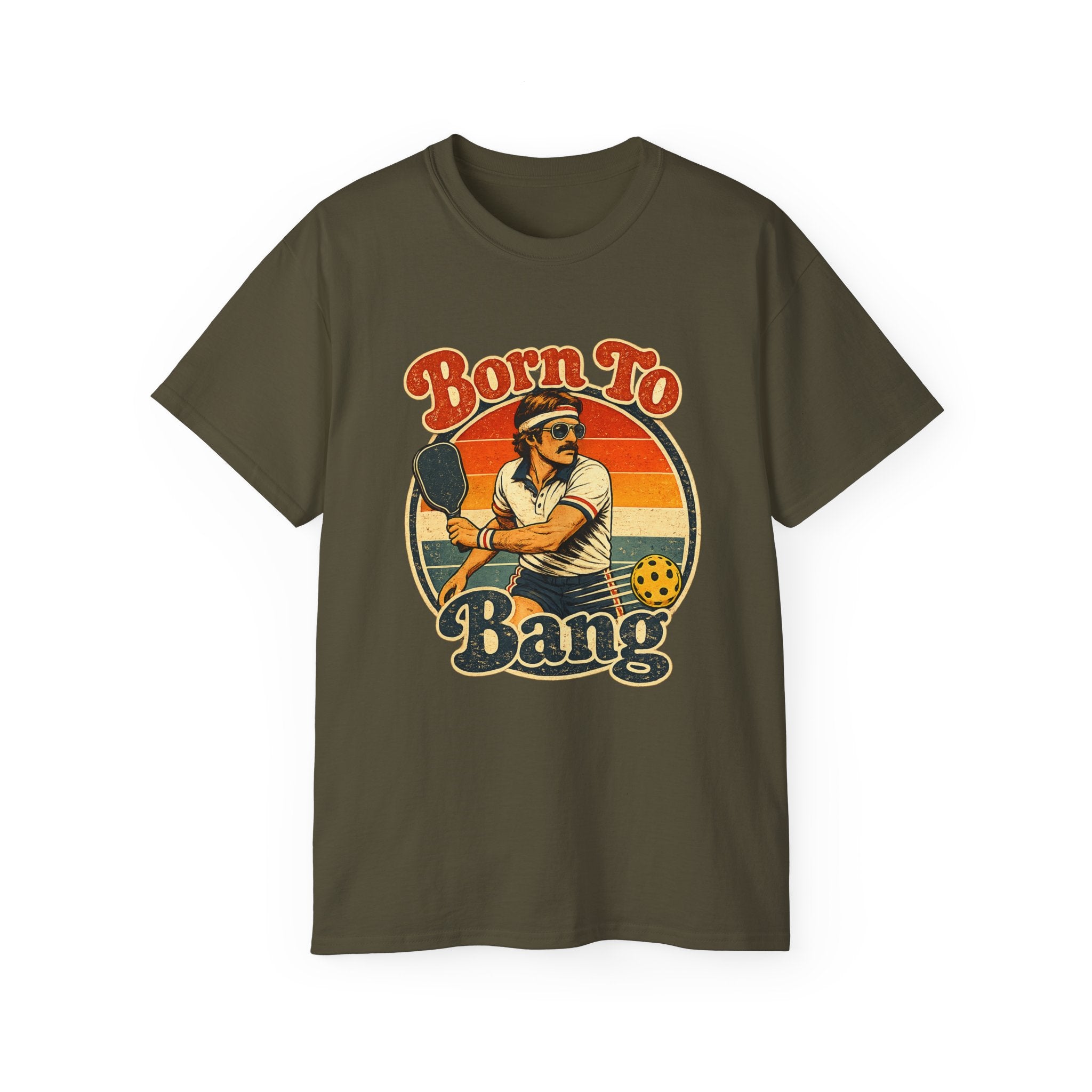 Men’s Born To Bang Vintage Pickleball T-Shirt — Retro Court Player Tee
