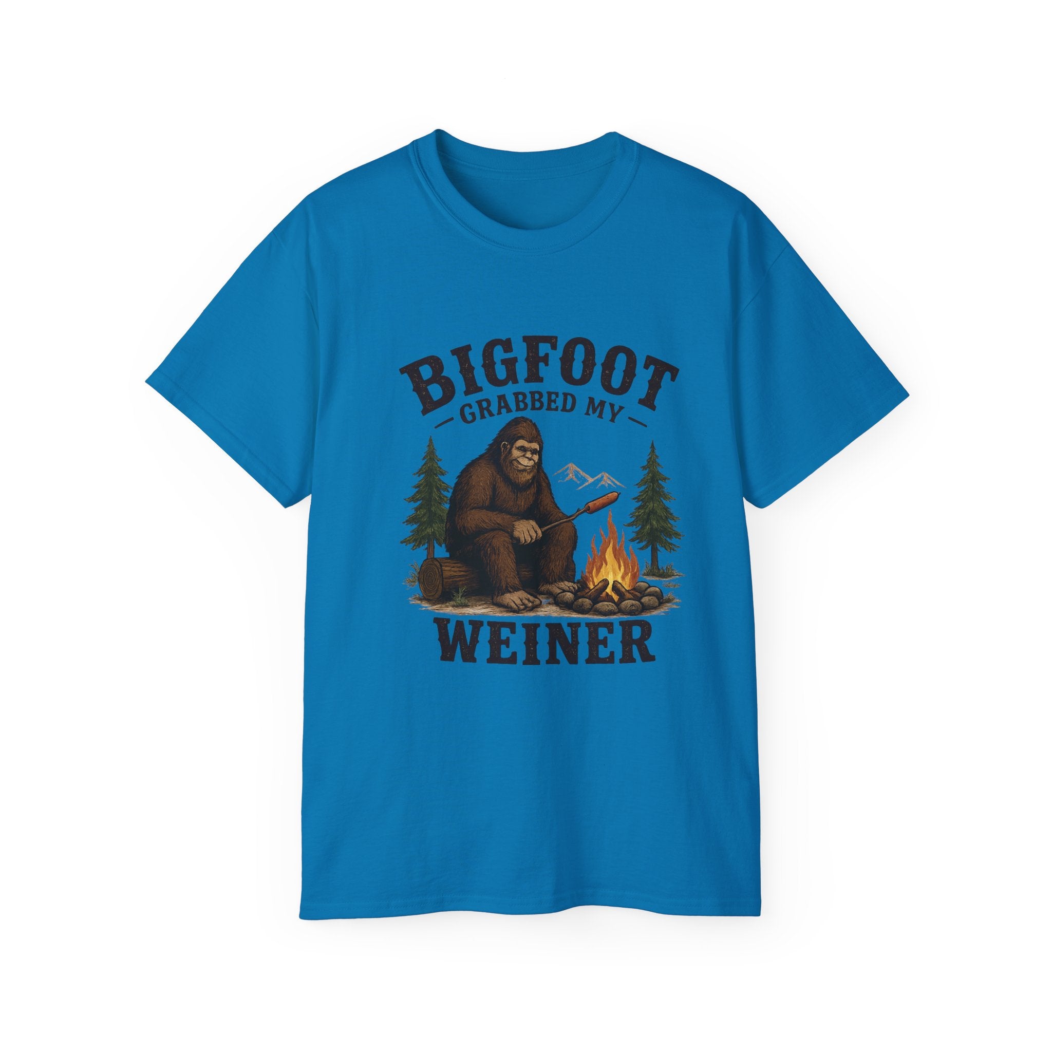 Bigfoot Grabbed My Weiner T-Shirt — Funny Camping Sasquatch Tee