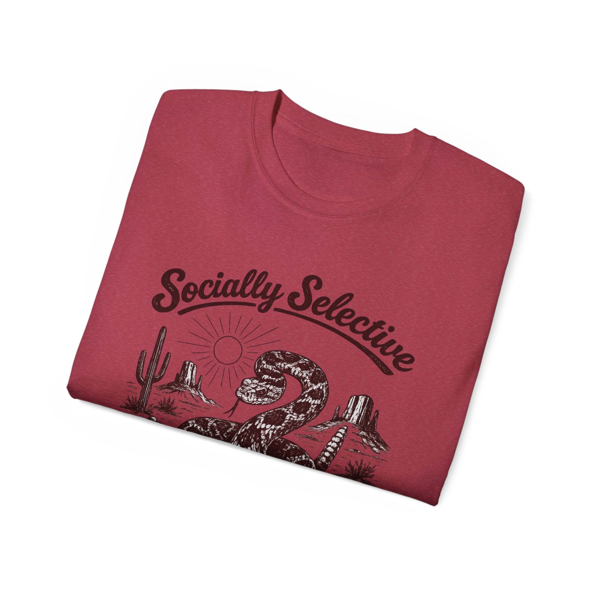 T-Shirt — "Socially Selective Since Birth" Vintage Desert Snake Graphic Tee