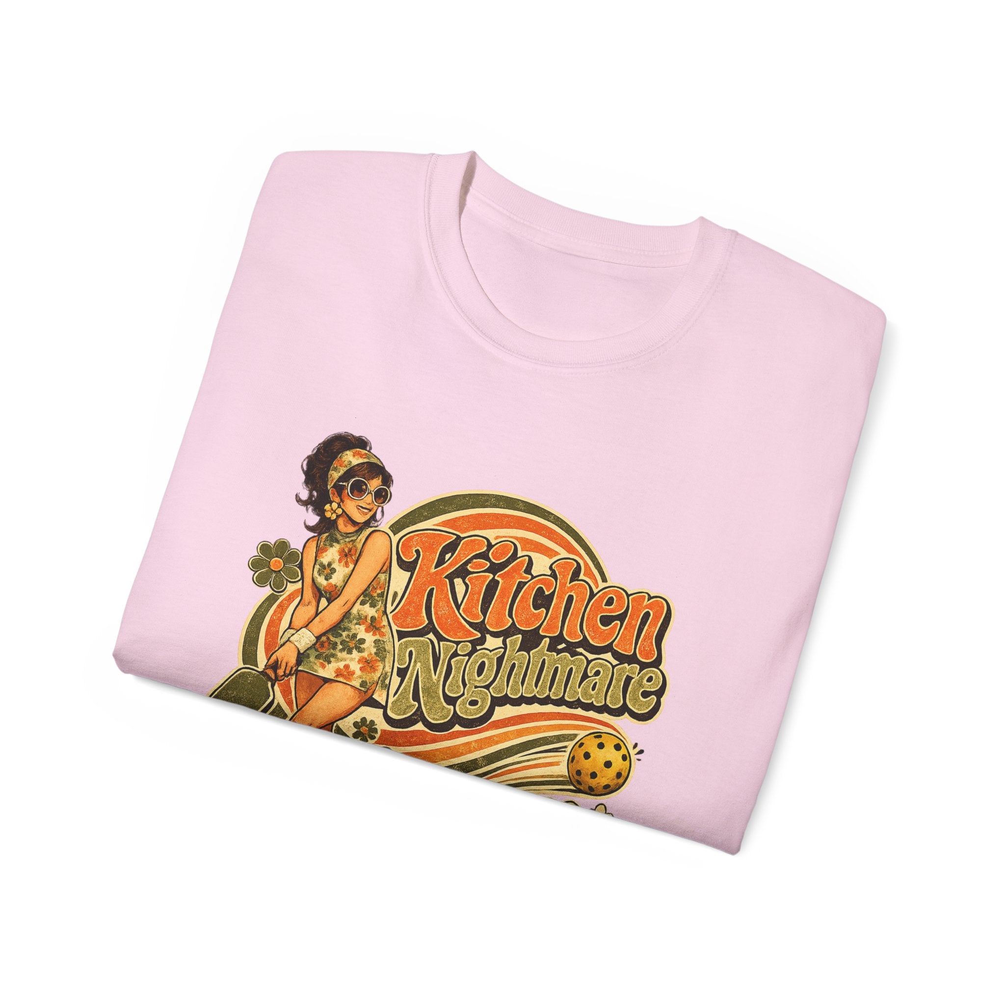 Kitchen Nightmare Retro Tee — Vintage Pinup Pickleball Graphic Shirt